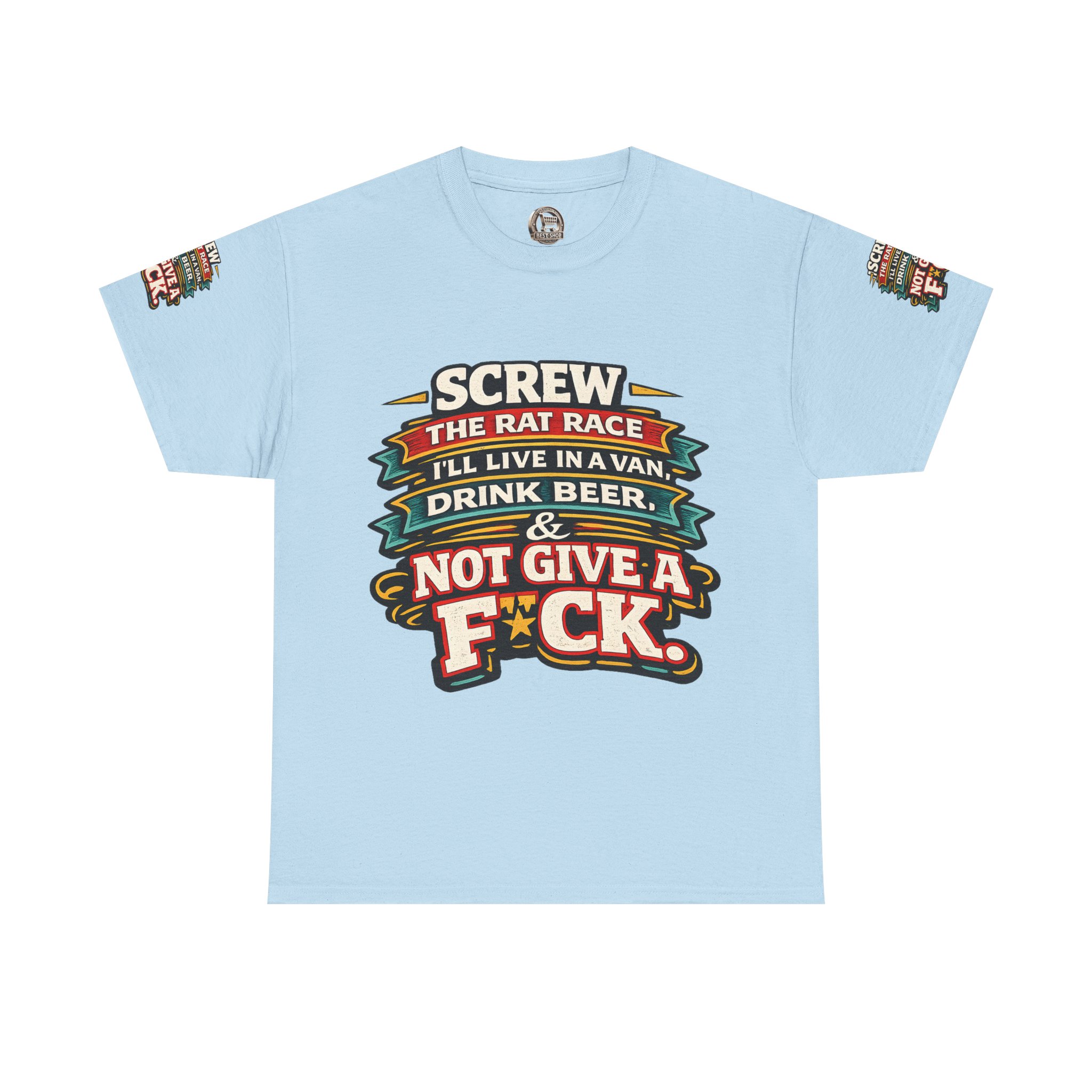 Unisex Heavy Cotton Tee — "Screw The Rat Race" Design F**K-Line