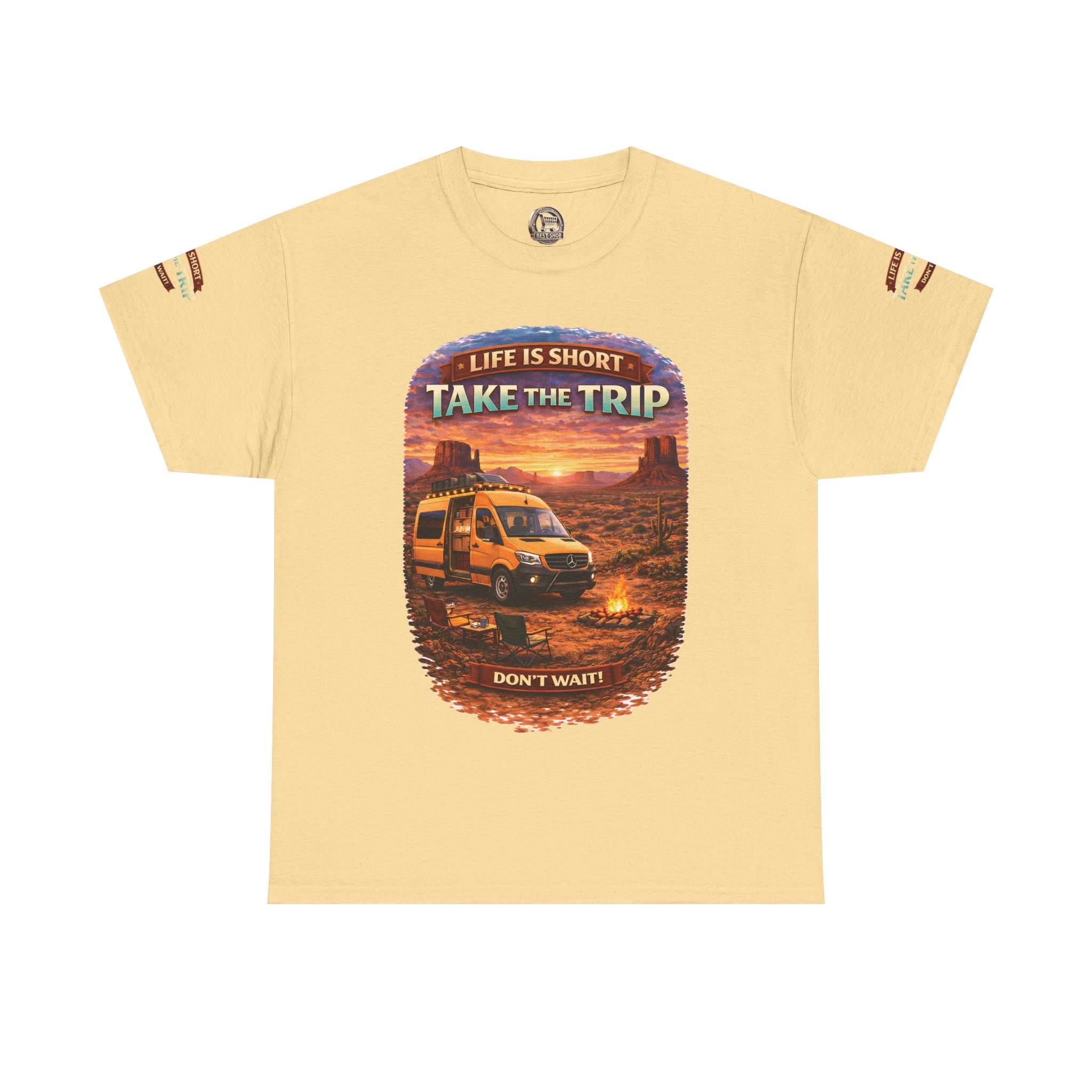 Unisex Heavy Cotton Tee — "Life Is To Short-Take The Trip" Design Scenic-Line