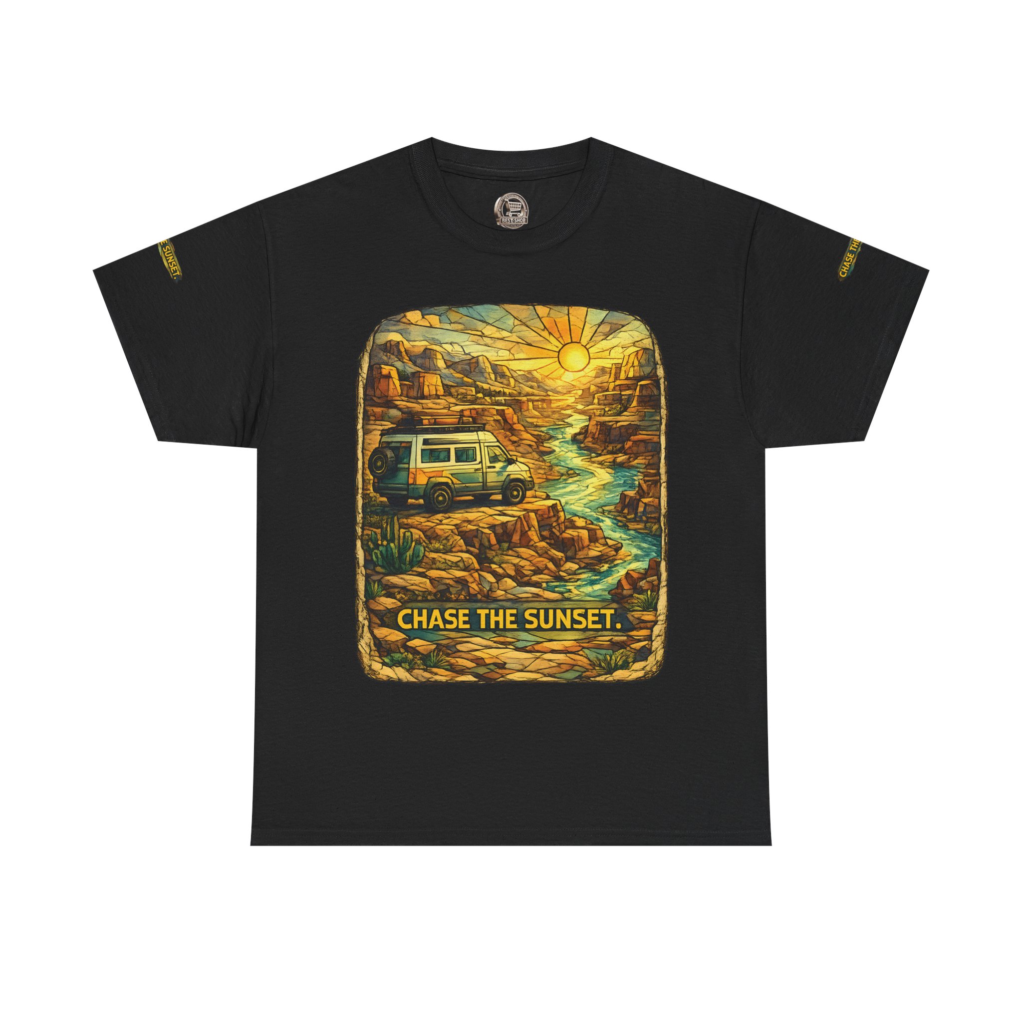 7965089902907731811_2048.jpeg Unisex Heavy Cotton Tee — "Chase The Sunset" Design Cubic-Line