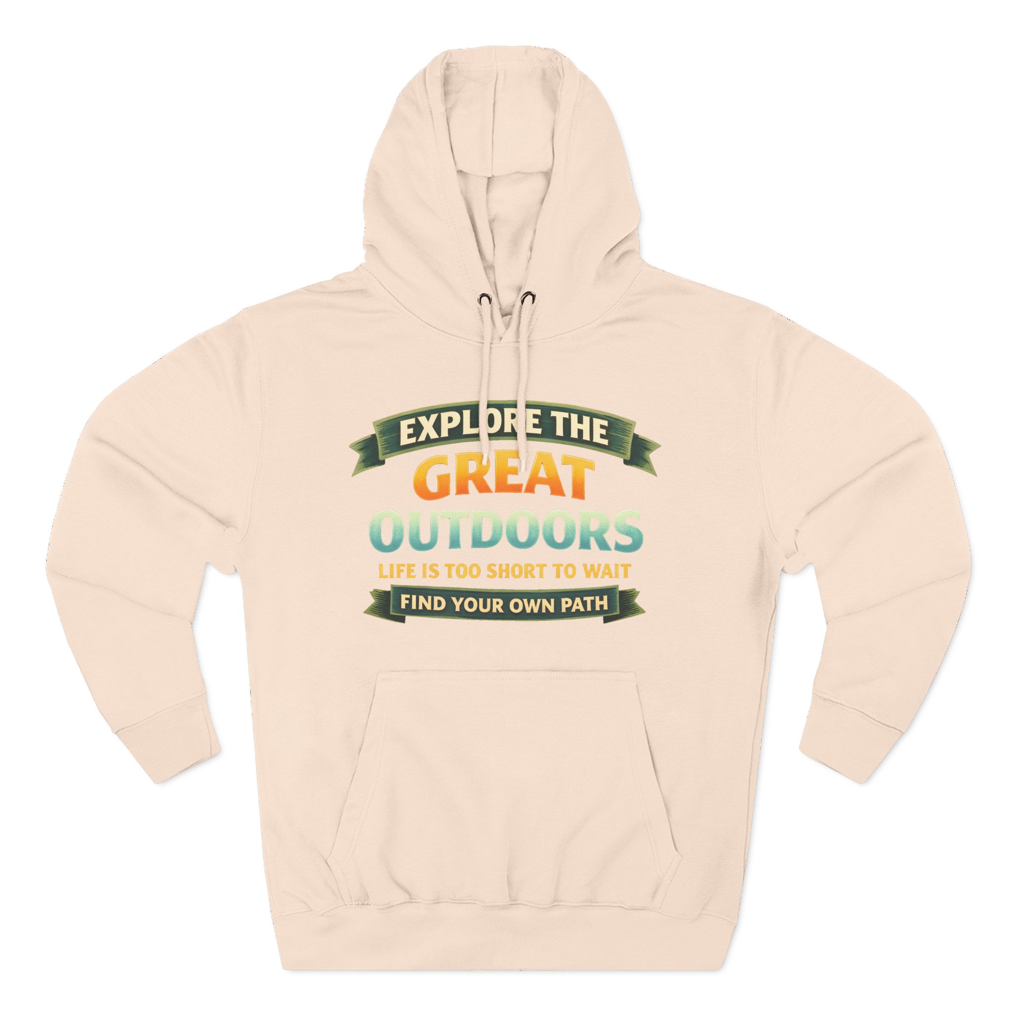 Three-Panel Fleece Hoodie - "Explore The Great Outdoors" Design Scenic-Line