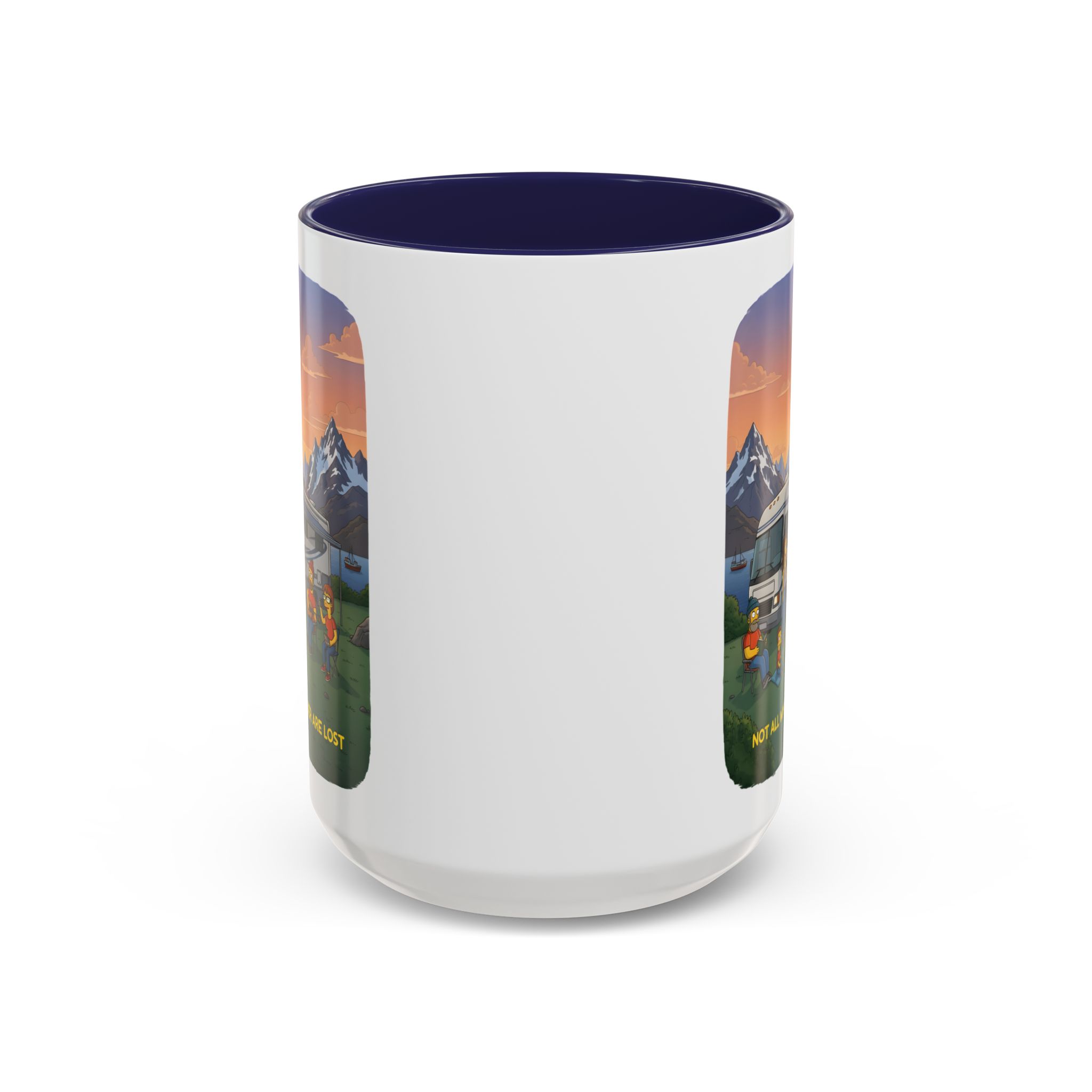 Accent Coffee Mug (11, 15oz) — "Not All Who Wander Are Lost" Design Sitcom-Line