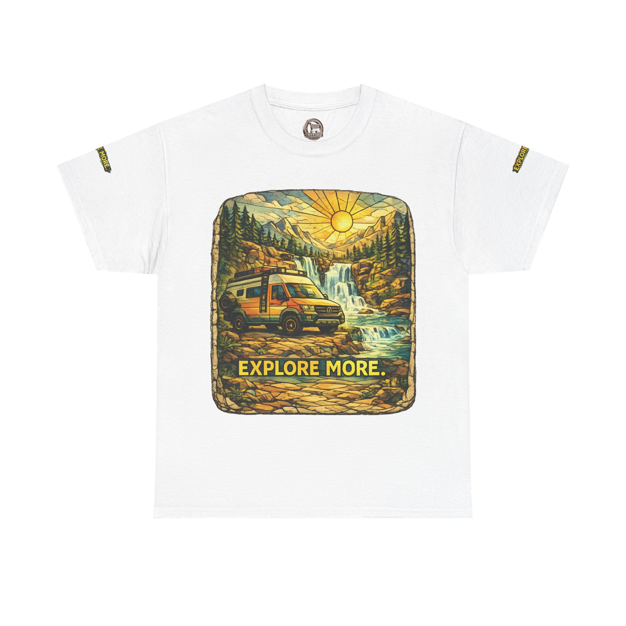 Unisex Heavy Cotton Tee — "Explore More" Design Cubic-Line