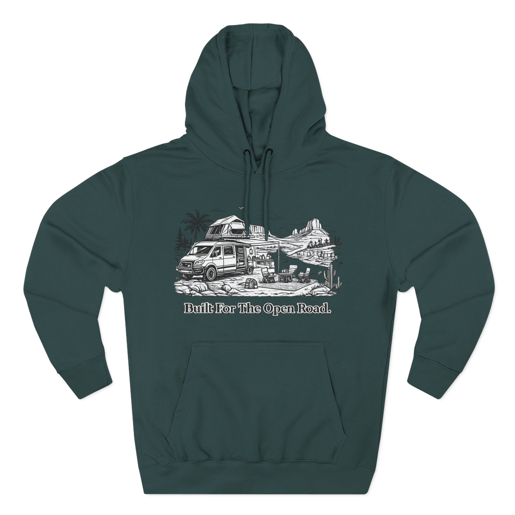7972936190979314891_2048.jpeg Three-Panel Fleece Hoodie - "Built For The Open Road" Design Minimal-Line