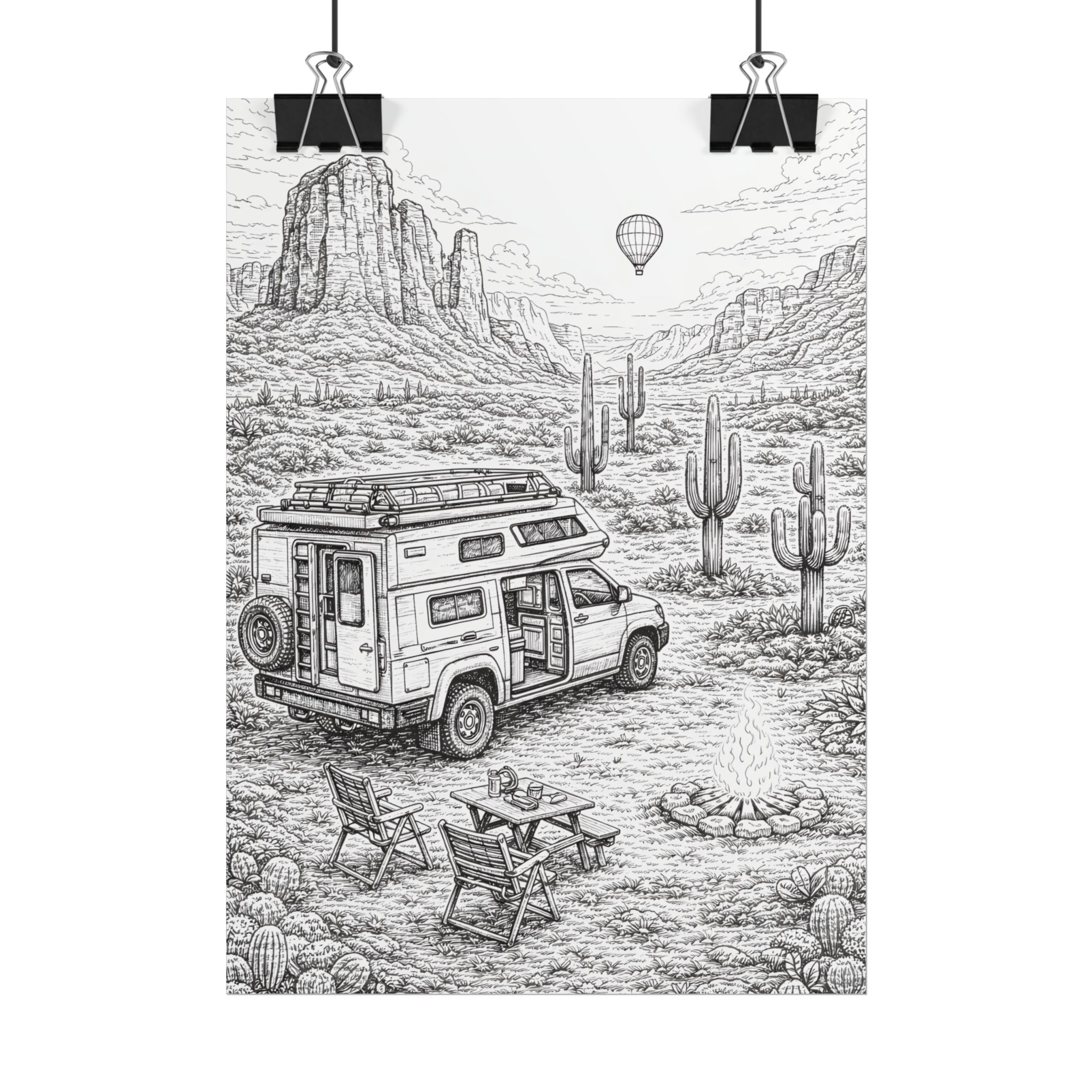 Campervan Poster — Vintage RV Camping Landscape Wall Art