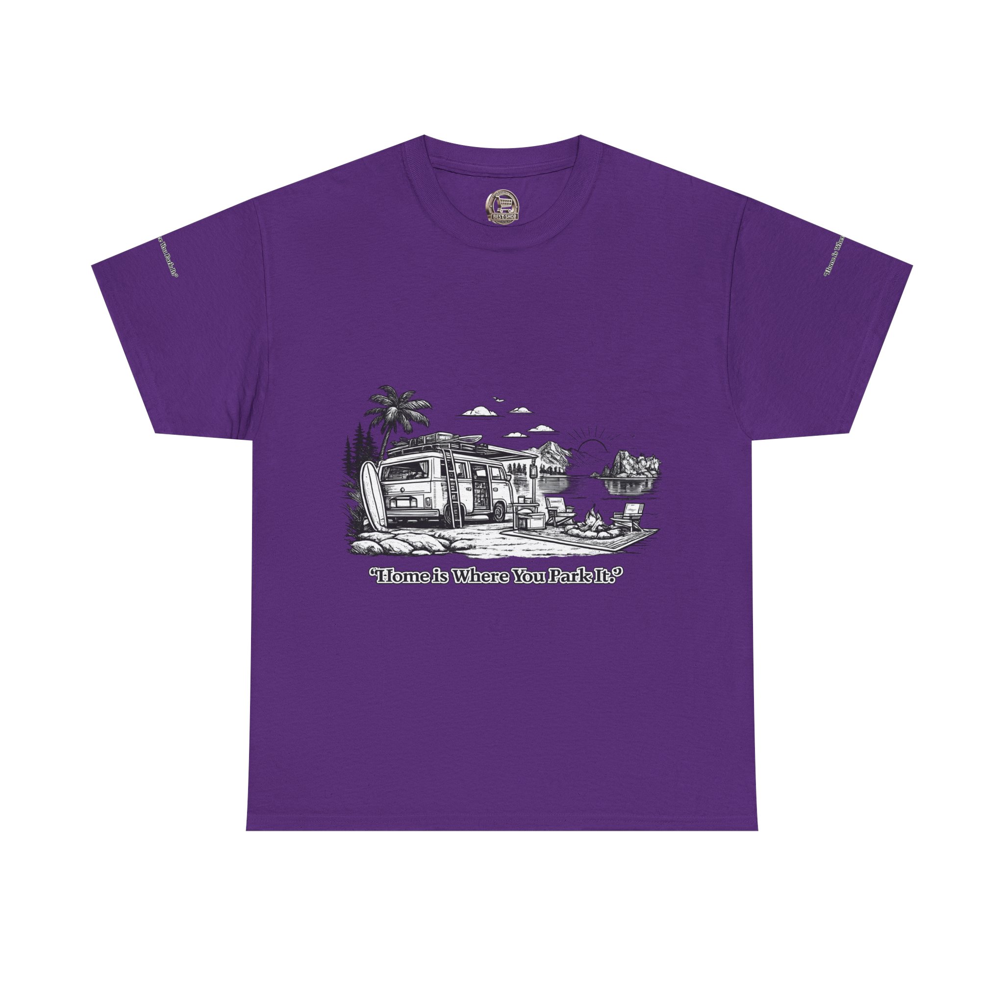 7976008552951197002_2048.jpeg Unisex Heavy Cotton Tee — "Home Is Where You Park It" Design Minimal-Line