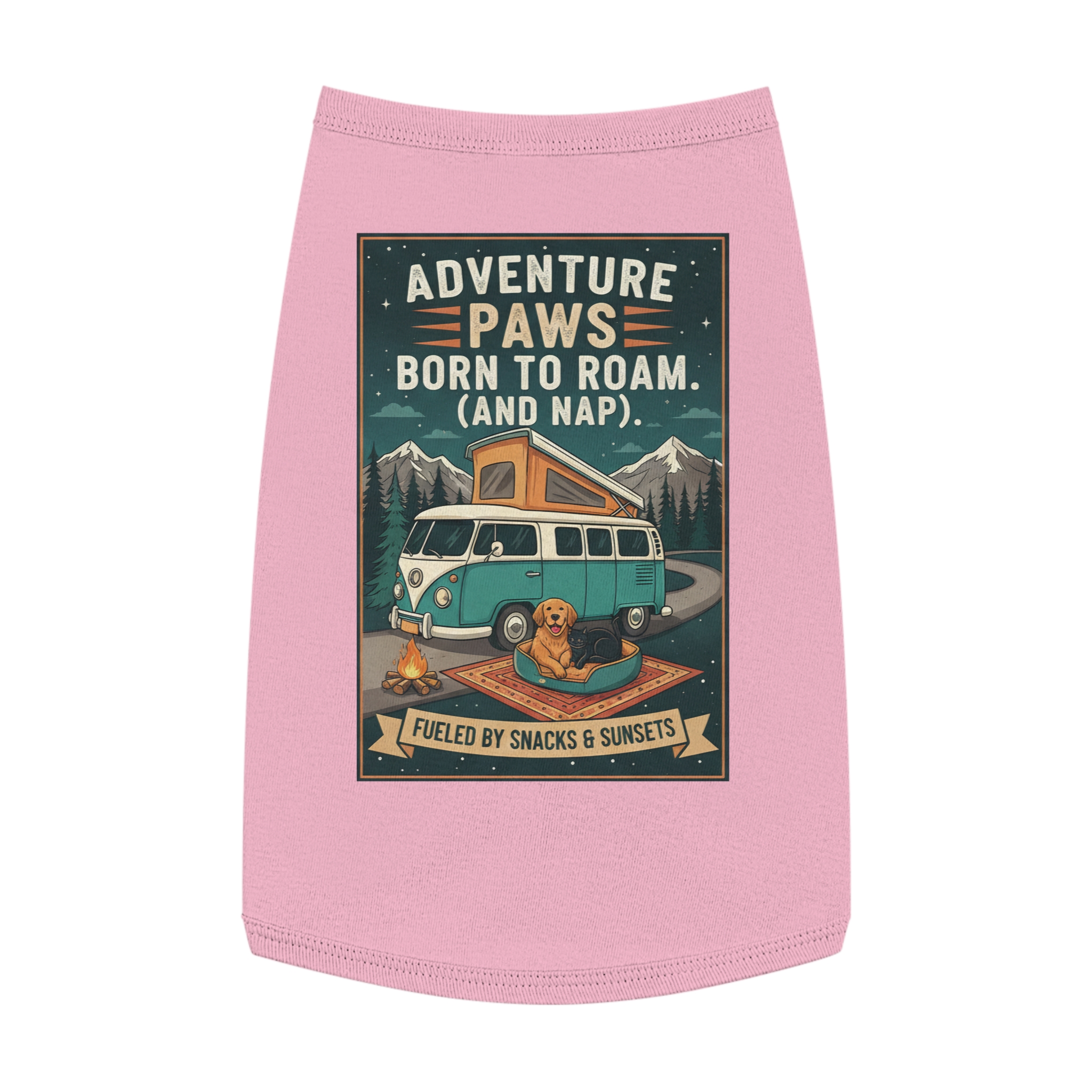 Pet Tank Top — "Adventure Paws Born to Roam (And Nap)" Camping Dog Shirt