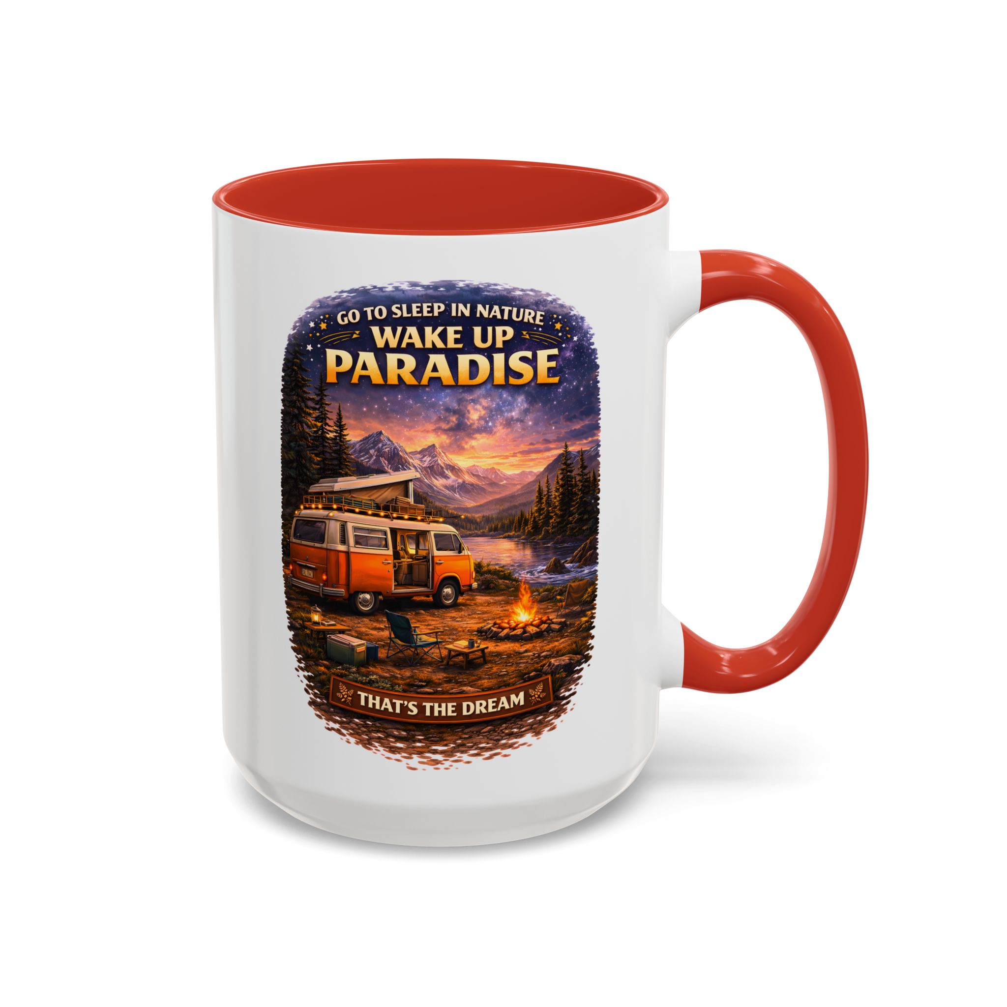 Accent Coffee Mug (11, 15oz) — "Go to Sleep in Nature" Design Scenic-Line