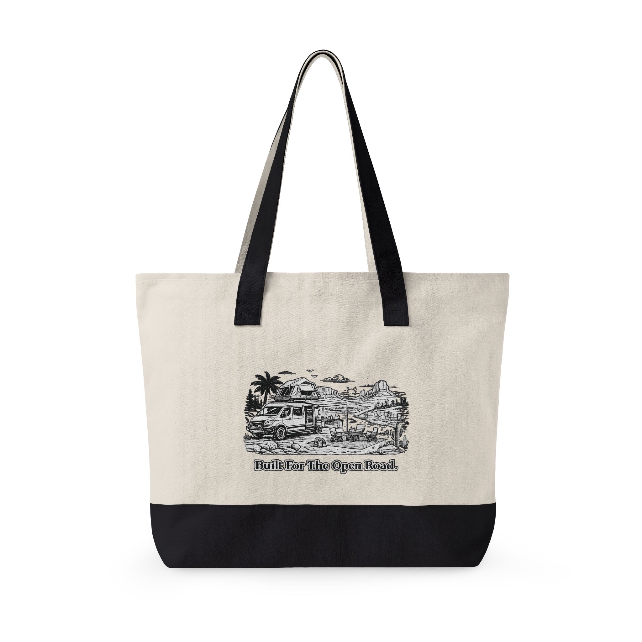 Zippered Canvas Tote — "Built For the Open Road" (Design Minimal-Line)