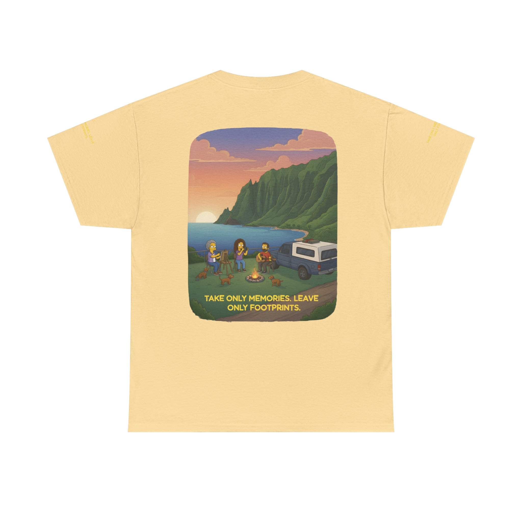 Unisex Heavy Cotton Tee — "Take Only Memories-Leave Only Footprints" Design Sitcom-Line