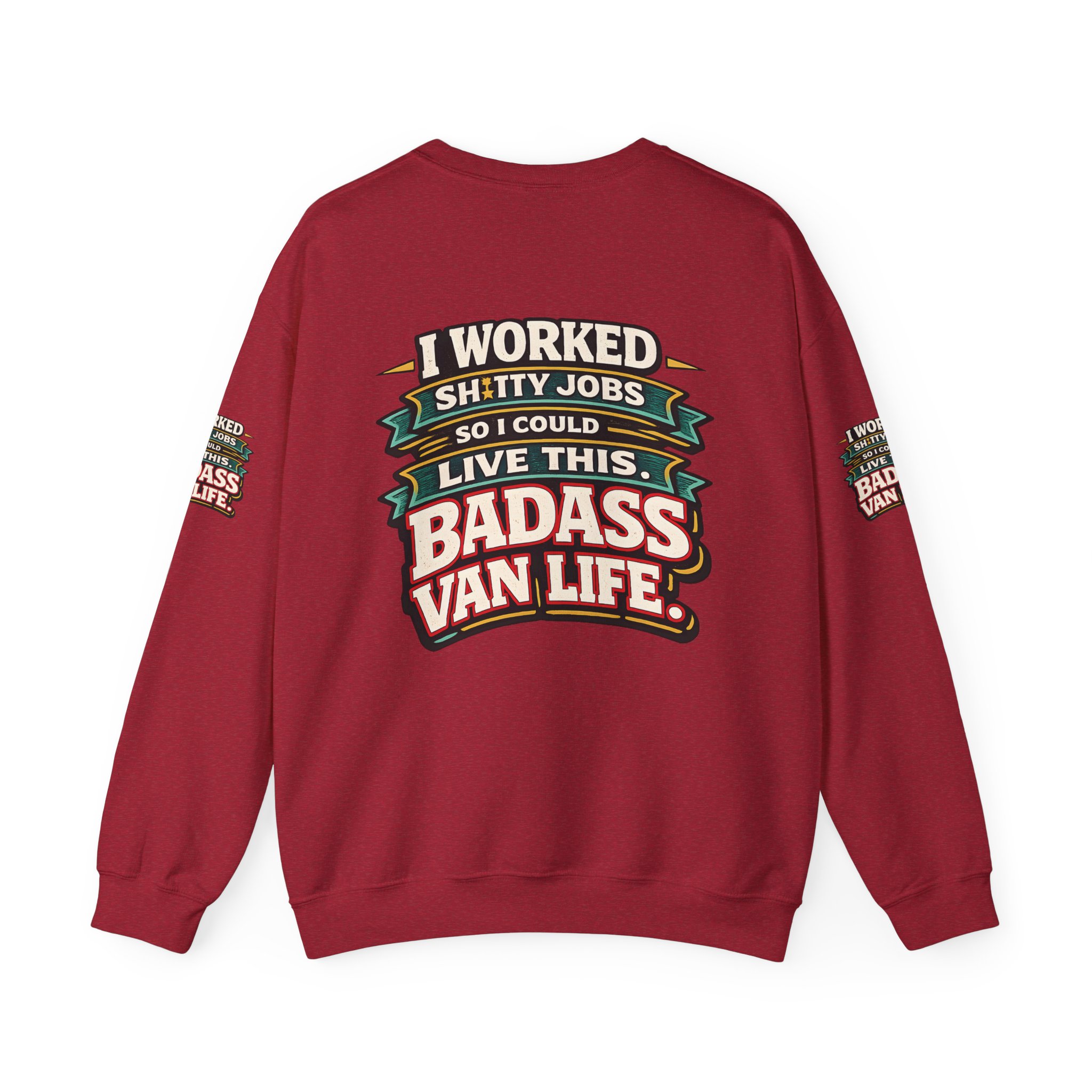 Unisex Heavy Blend™ Crewneck Sweatshirt — "I Worked Shitty Jobs" Design F**K-Line