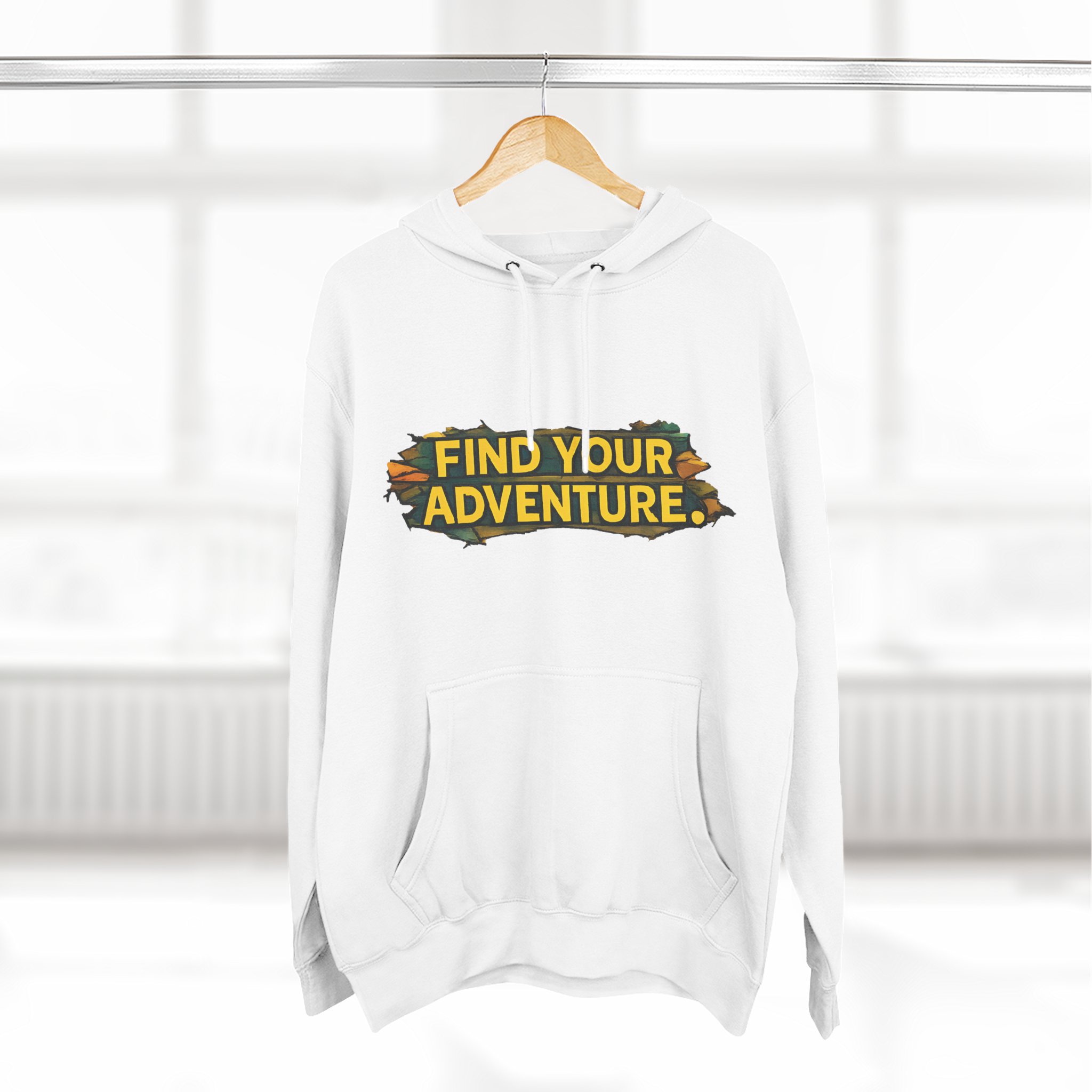 Three-Panel Fleece Hoodie - ""Find Your Adventure"" Design Cubic-Line