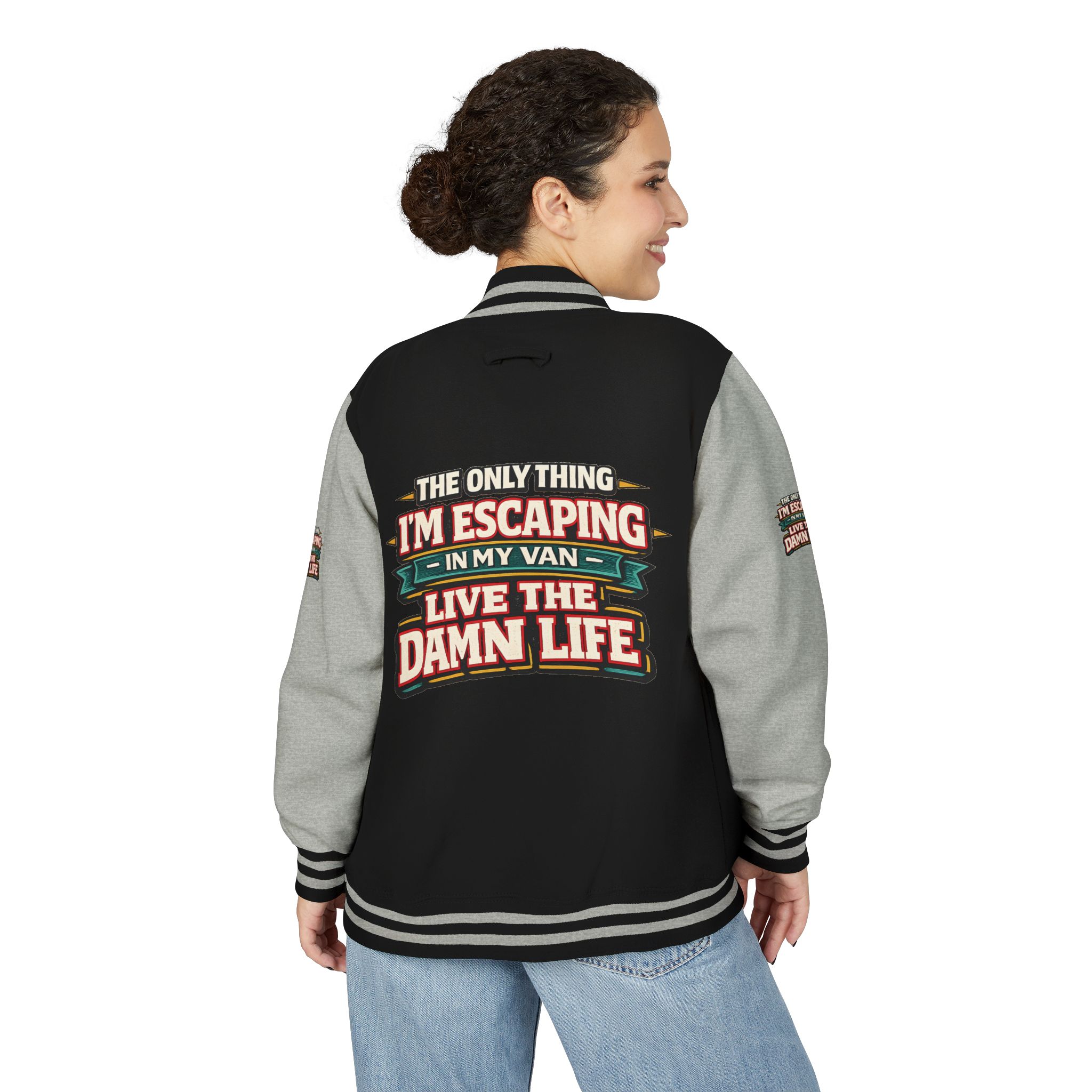 Unisex Heavyweight Letterman Jacket — "The Only Thing I´m Escaping" Design F**K-Line