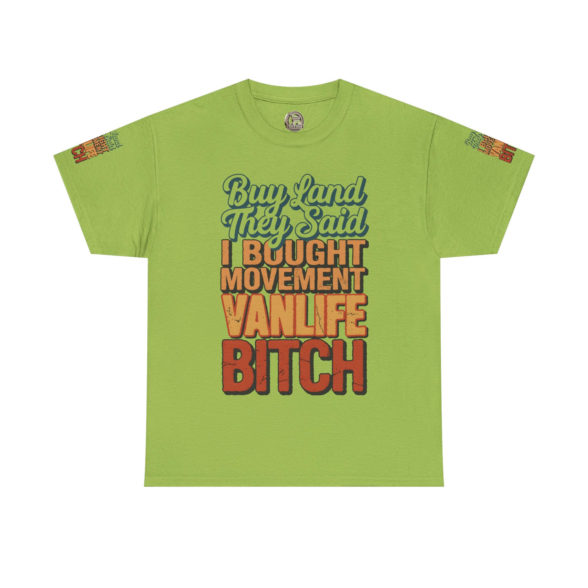 Unisex Heavy Cotton Tee — "Buy Land They Said" Design F**K-Line