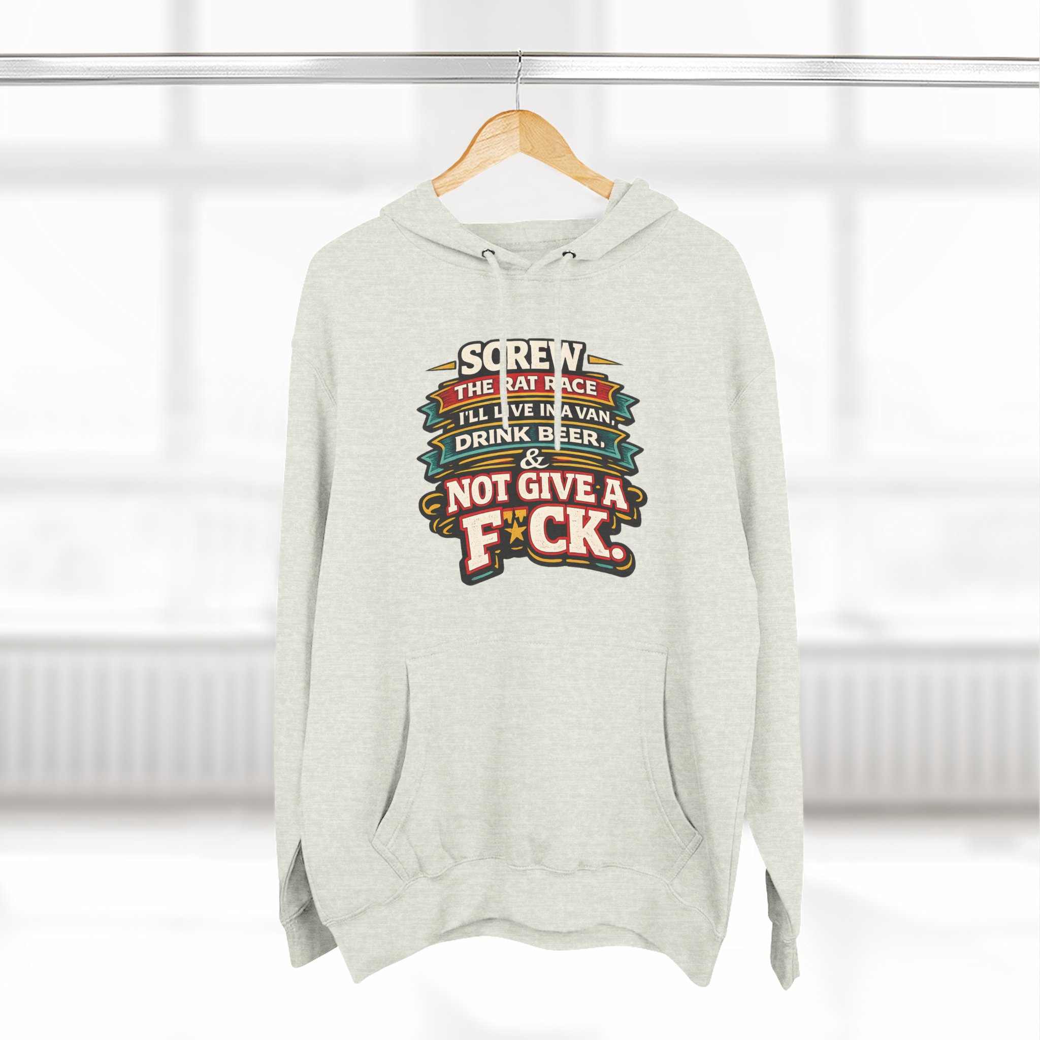 7999888351917648213_2048.jpeg Three-Panel Fleece Hoodie - "Screw The Rat Race" Design F**K-Line