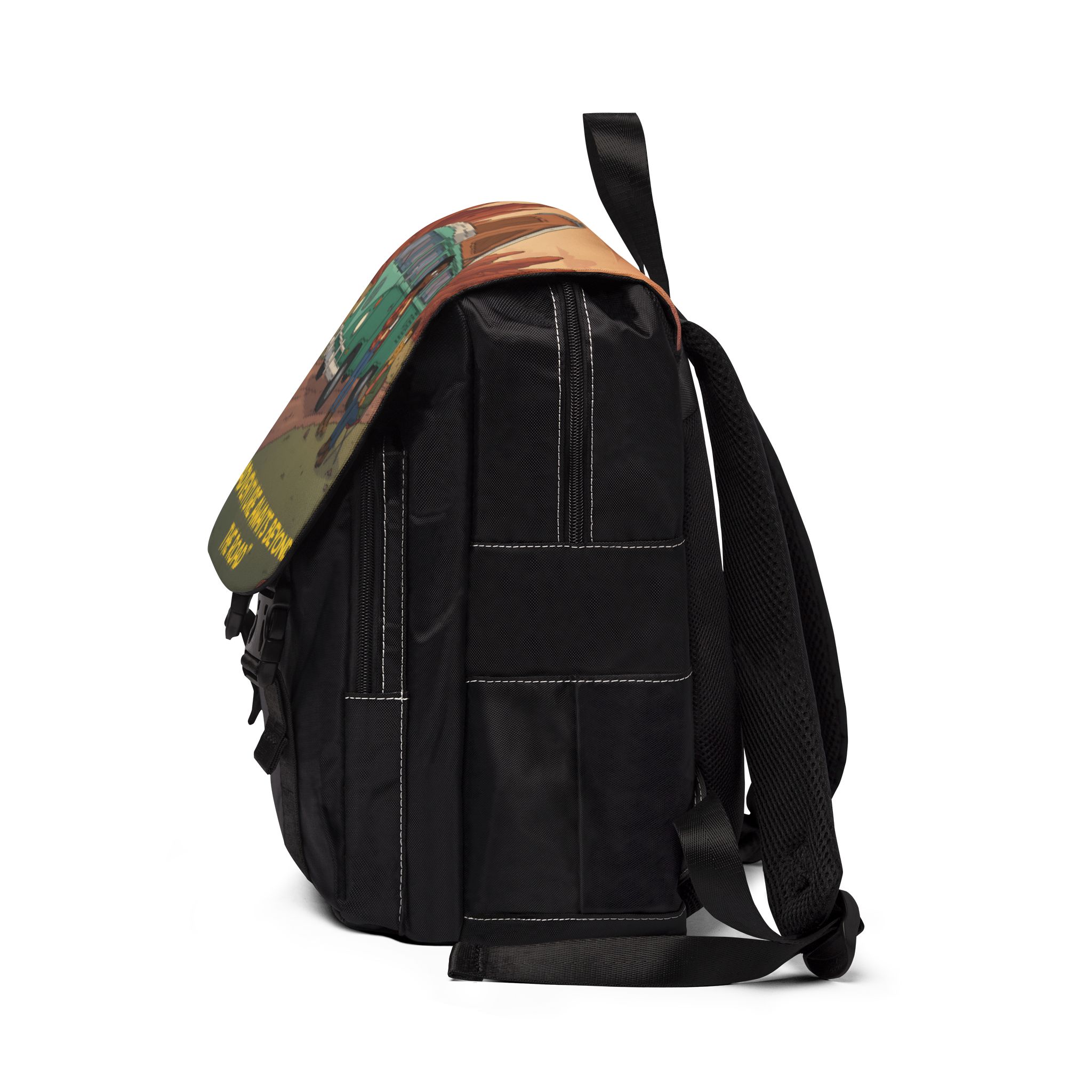 8000475095338665766_2048.jpeg Unisex Casual Shoulder Backpack — "Adventure Awaits Beyond The Road" Design Sitcom-Line
