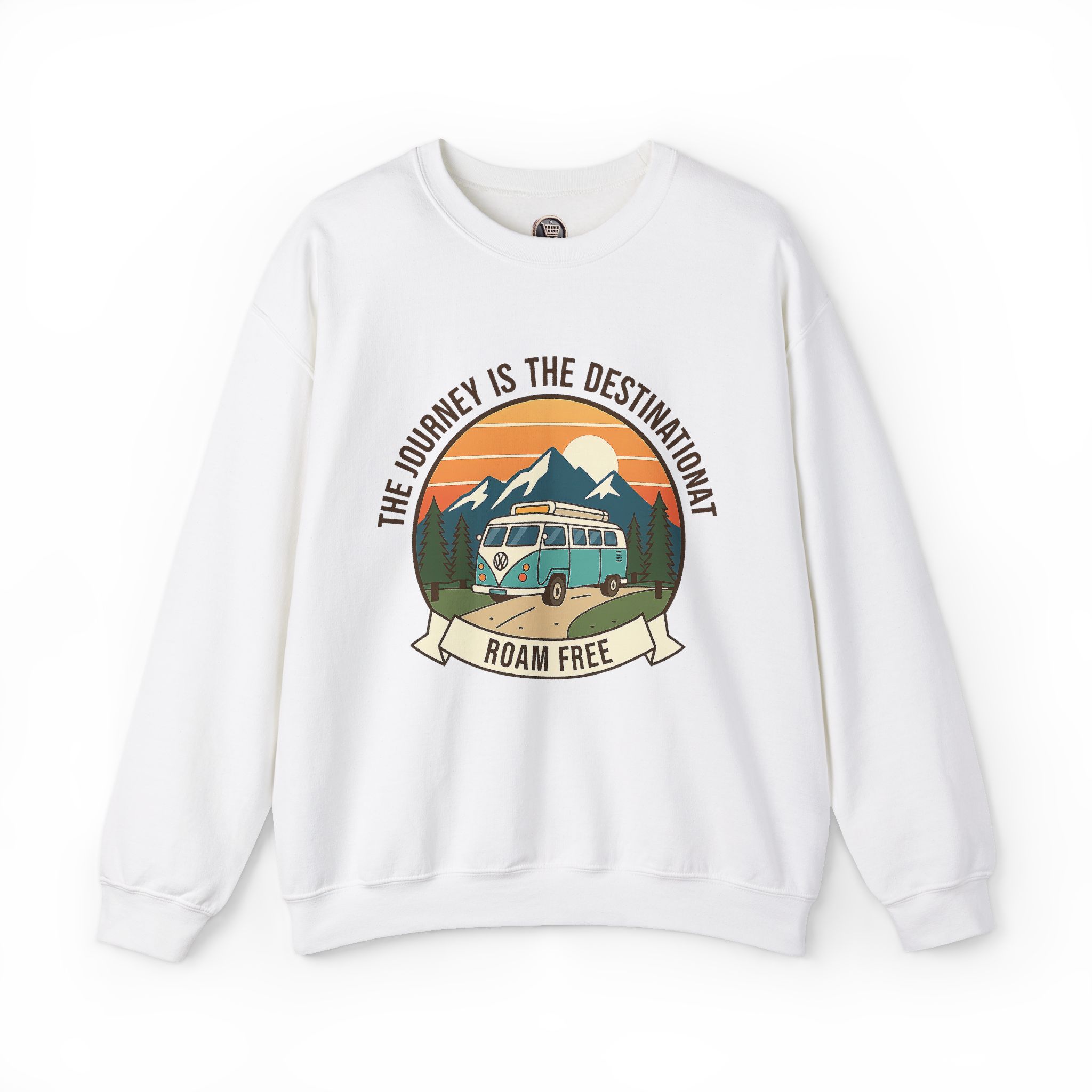 8004616424894677227_2048.jpeg Crewneck Sweatshirt — "The Journey is the destination-Roam Free" Camper Vintage Mountain Adventure Crewneck