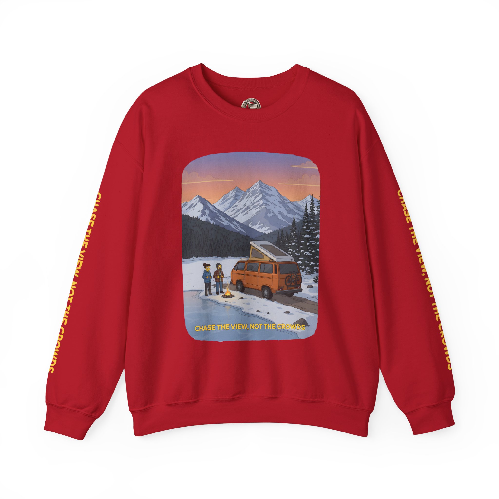 Unisex Heavy Blend™ Crewneck Sweatshirt — "Chase The Views-Not The Crowds"" Design Sitcom-Line