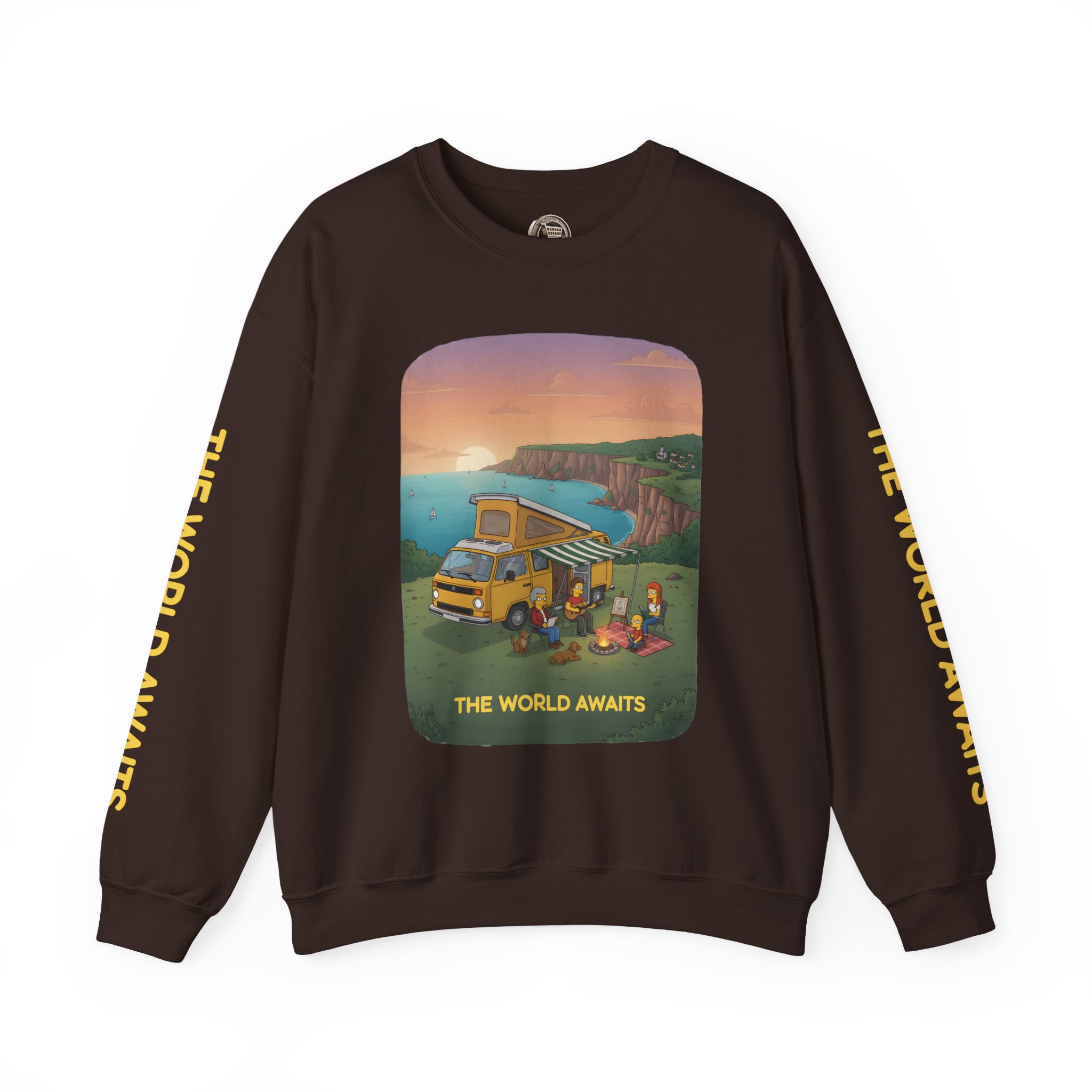 Unisex Heavy Blend™ Crewneck Sweatshirt — "The World Awaits" Design Sitcom-Line