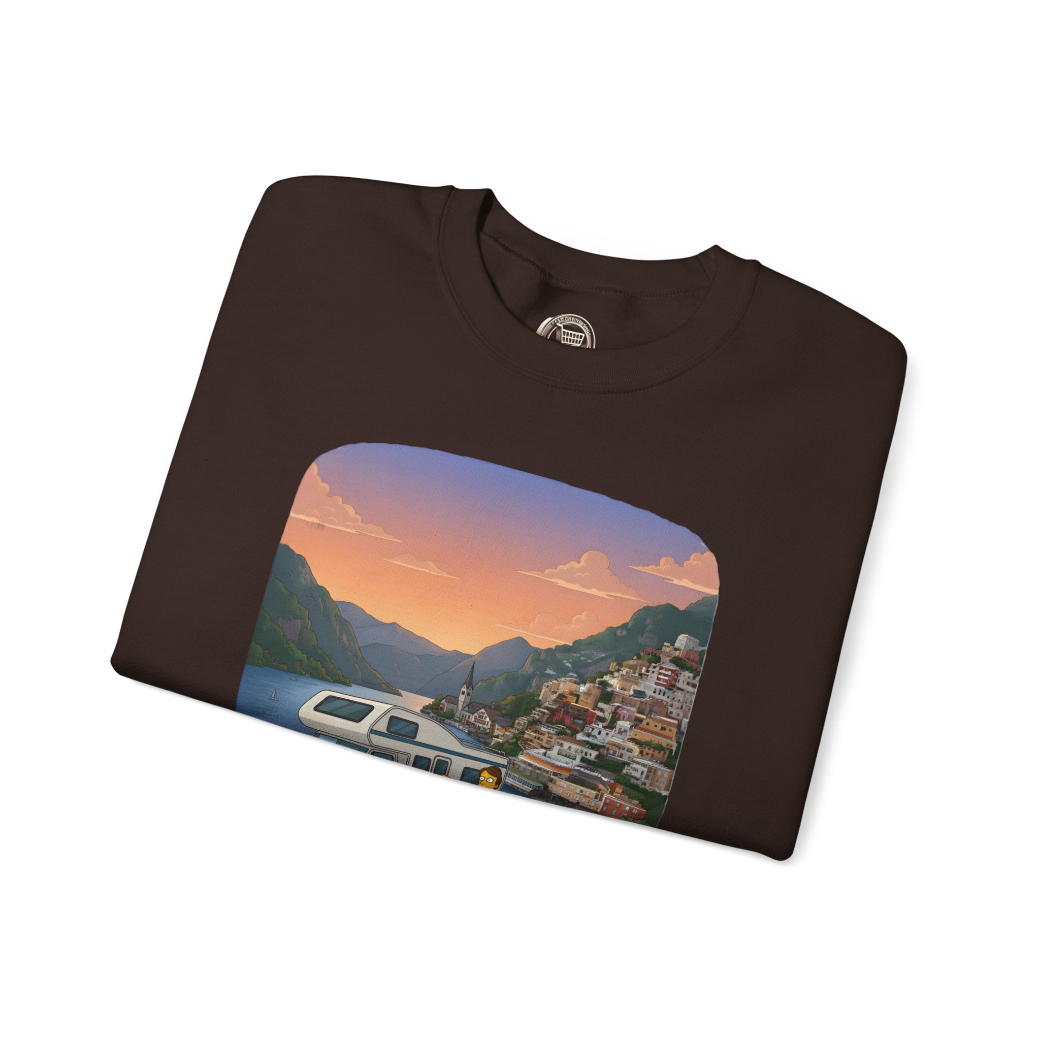 Unisex Heavy Blend™ Crewneck Sweatshirt — "Mountain Air-Alpine Adventure" Design Sitcom-Line