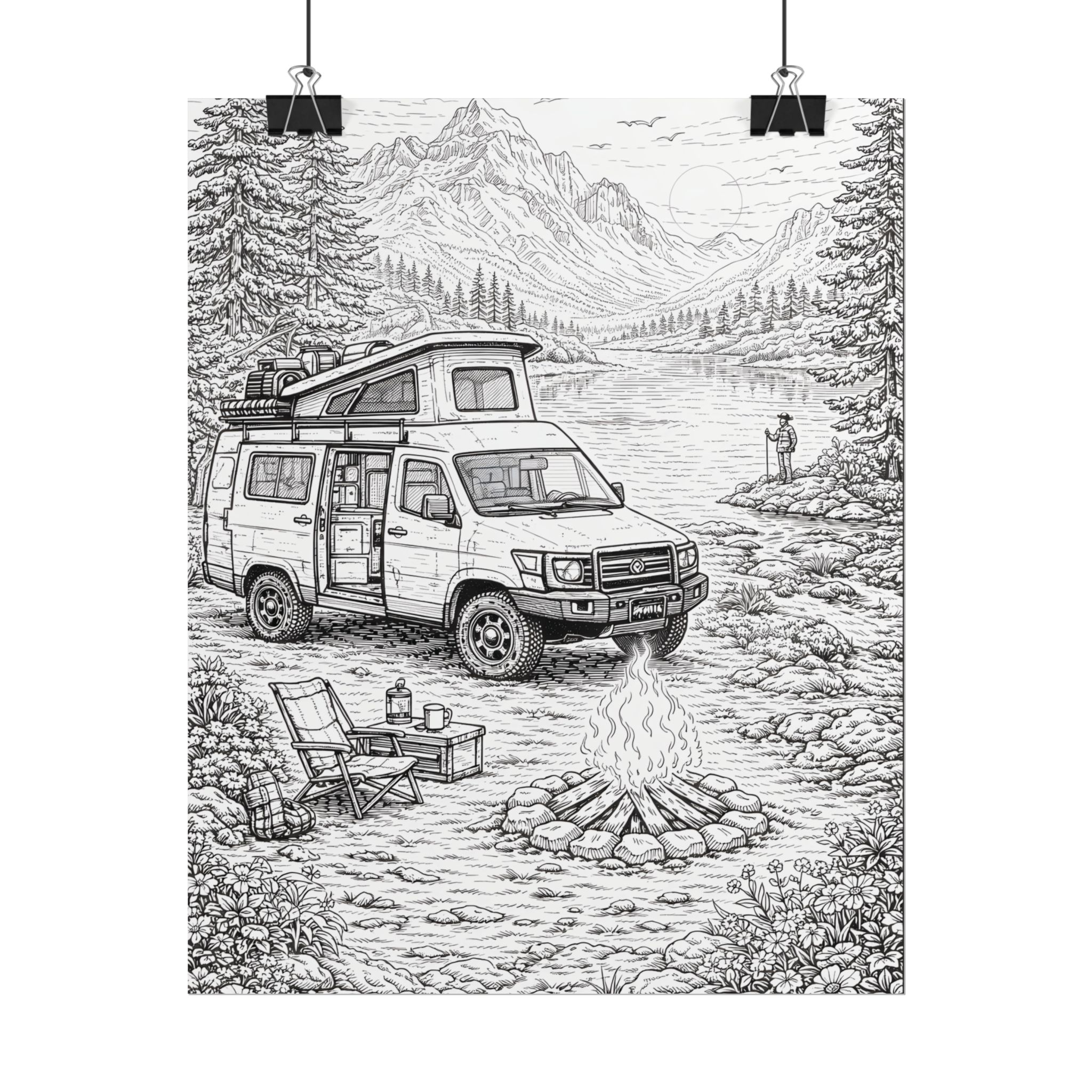 Campervan Poster — Vintage RV Camping Landscape Wall Art