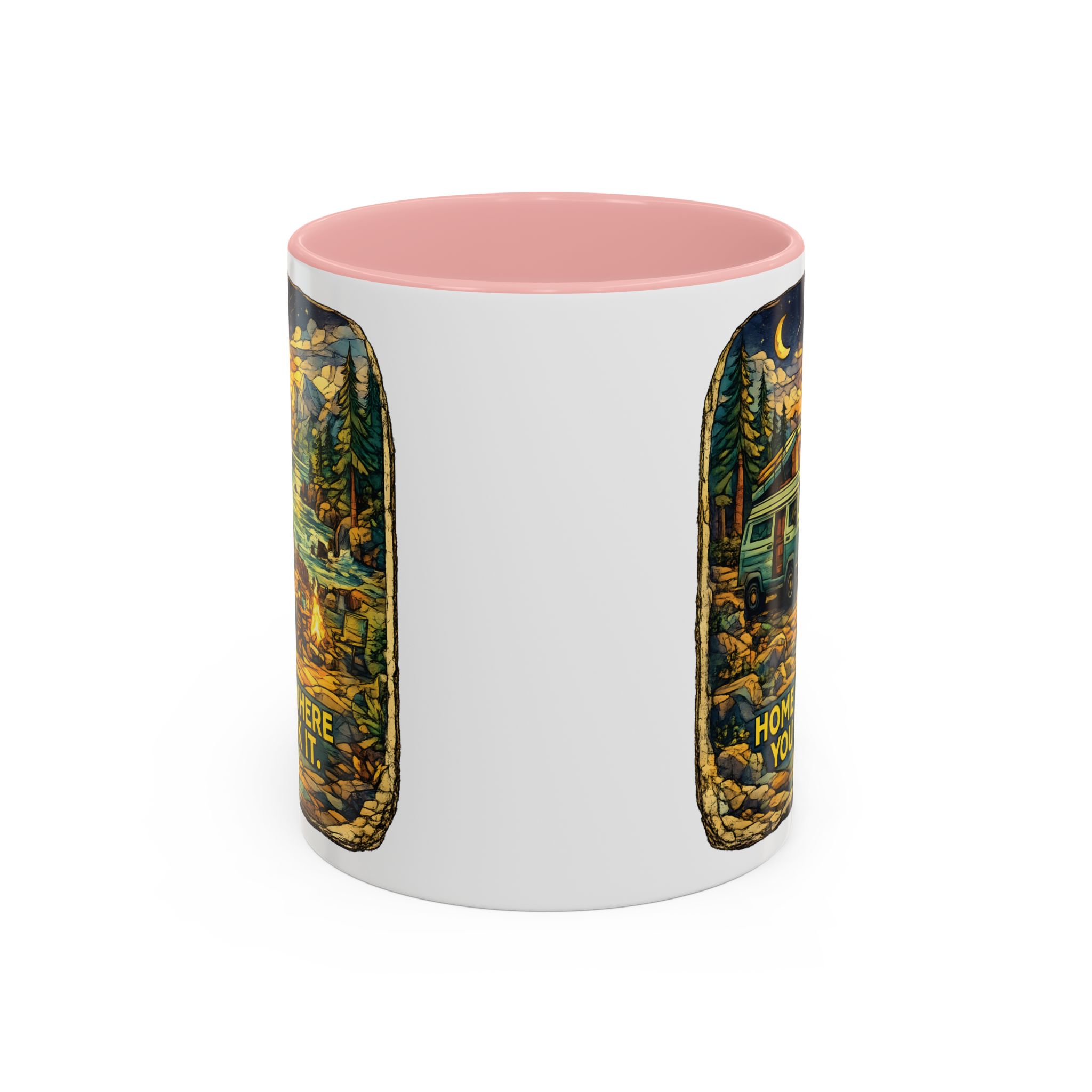 Accent Coffee Mug (11, 15oz) — "Home Is Where You Park It" Design Cubic-Line