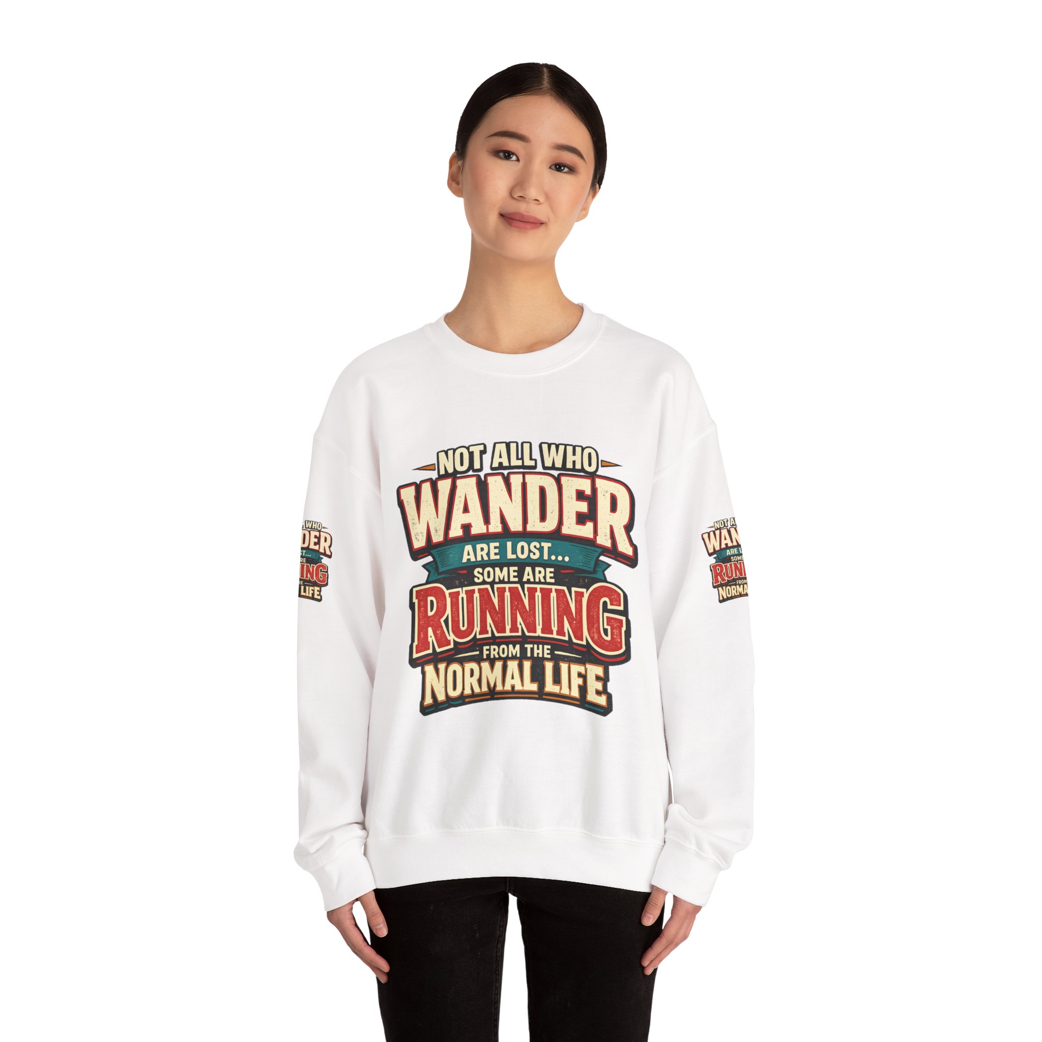 8017920200037696219_2048.jpeg Unisex Heavy Blend™ Crewneck Sweatshirt — "Not All Who Wander Are Lost" Design F**K-Line