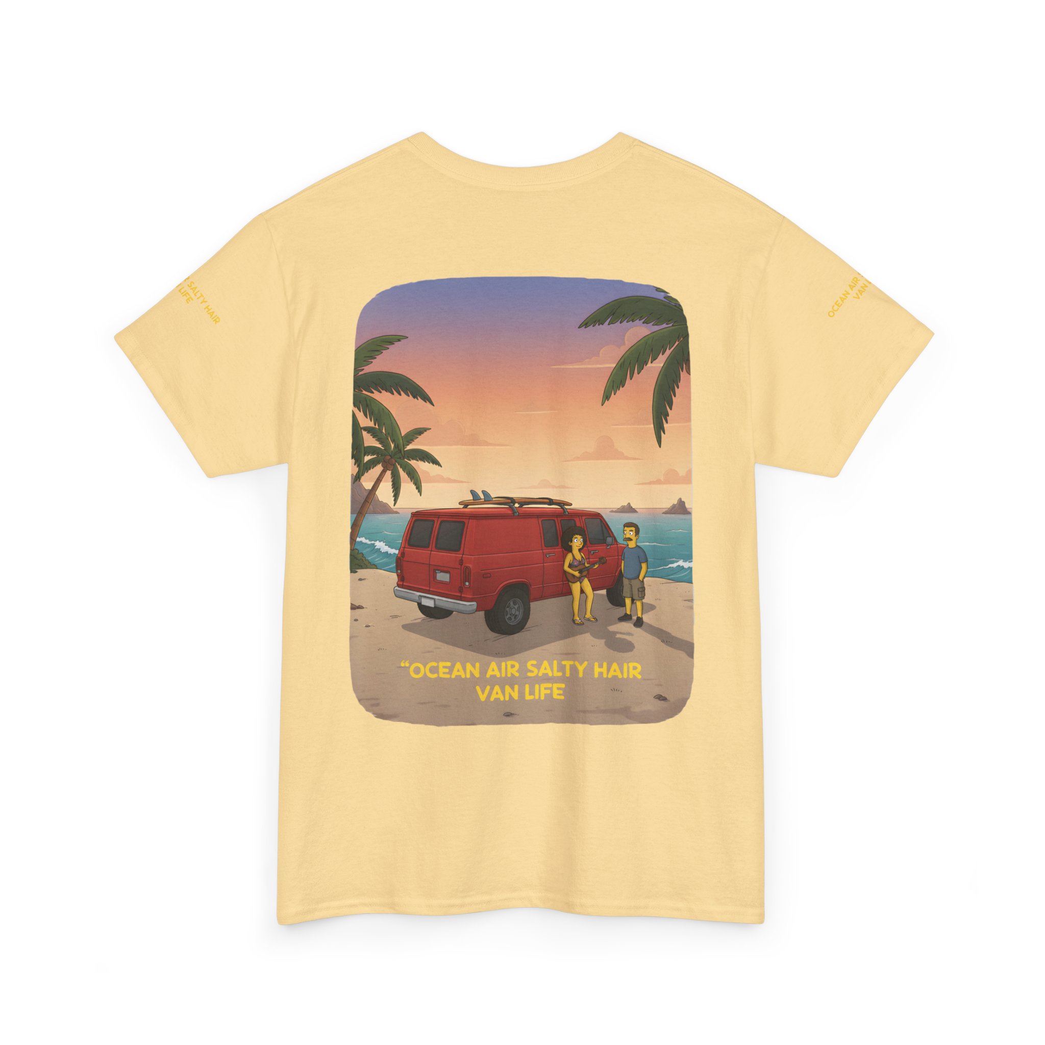 Unisex Heavy Cotton Tee — "Ocean Air Salty Hair Van Life" Design Sitcom-Line