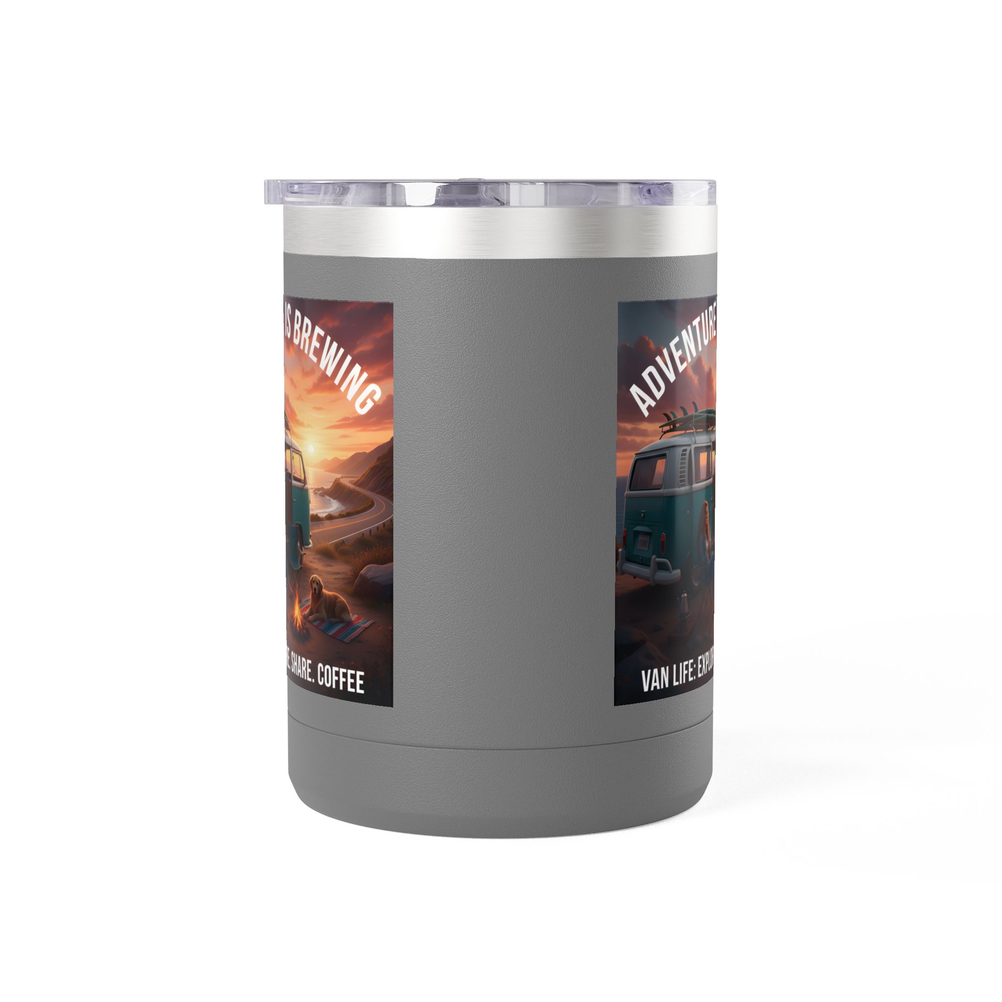 Coffee Mug Tumbler, 15oz-- "Adventure Is Brewing"