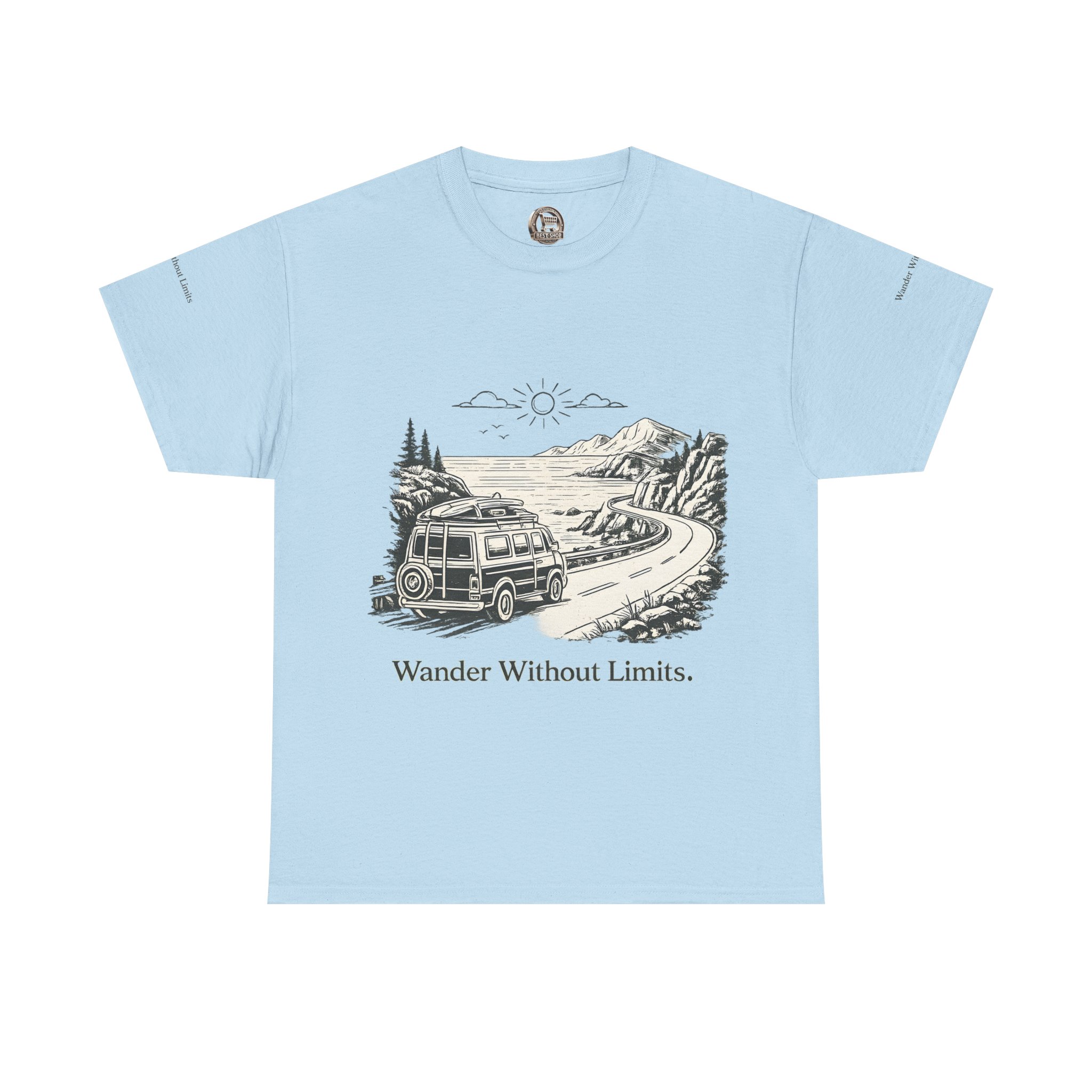 8032916763541865564_2048.jpeg Unisex Heavy Cotton Tee — "Wander Without Limits" Design Minimal-Line