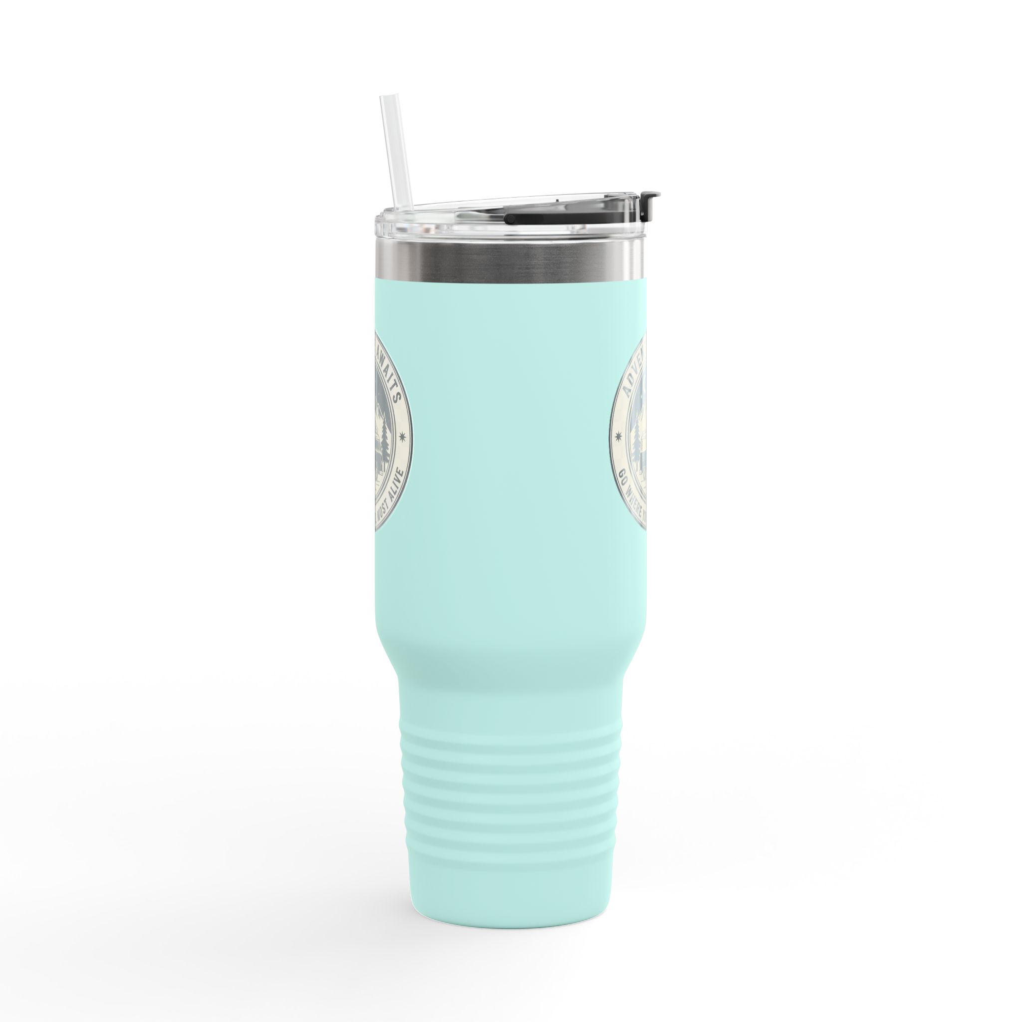 Insulated Travel Mug - "Adventure Awaits-Go Where You Feel Most Alive" (40oz) – Retro Camper Design, Keep Drinks Hot or Cold