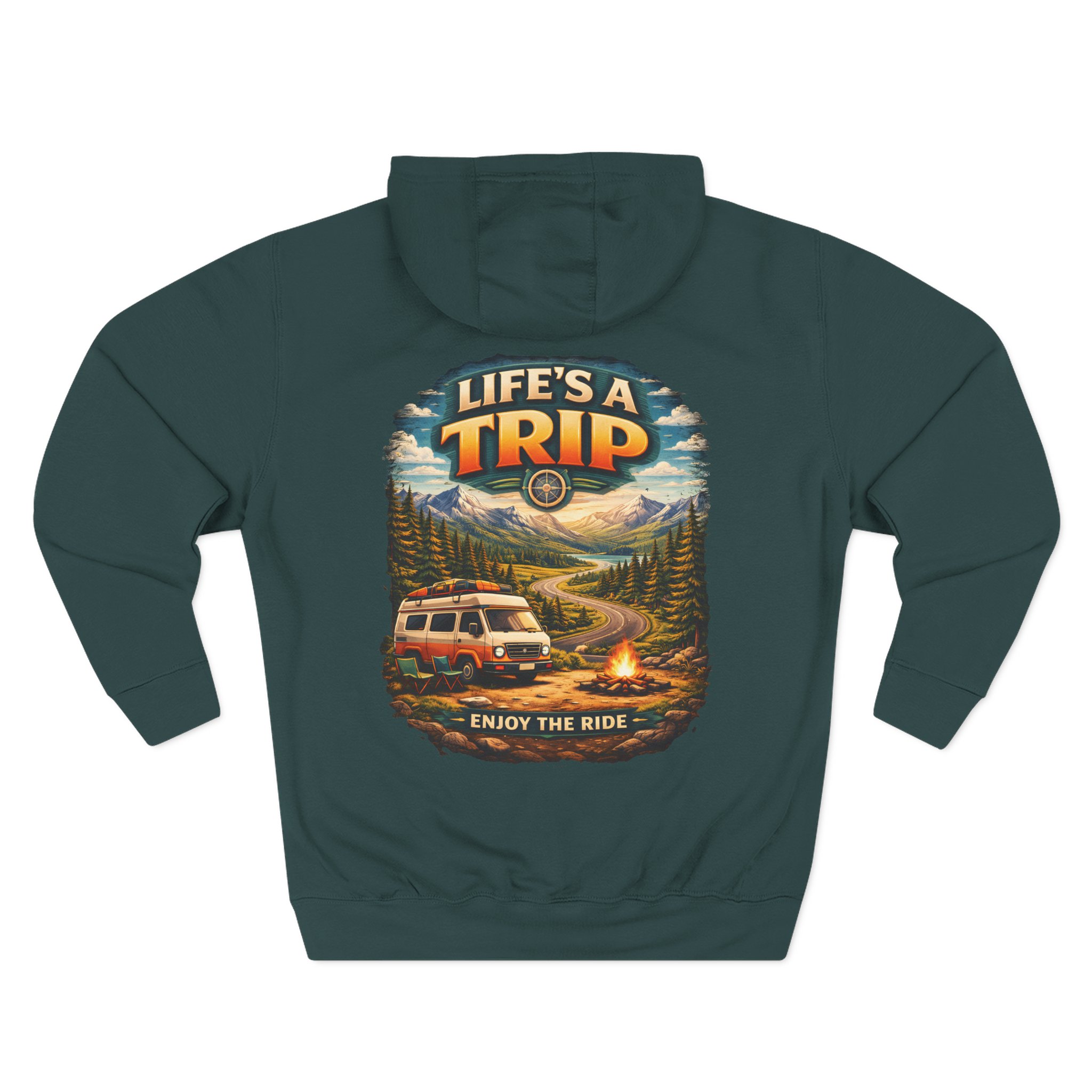 Three-Panel Fleece Hoodie - "Life s A Trip" Design Scenic-Line
