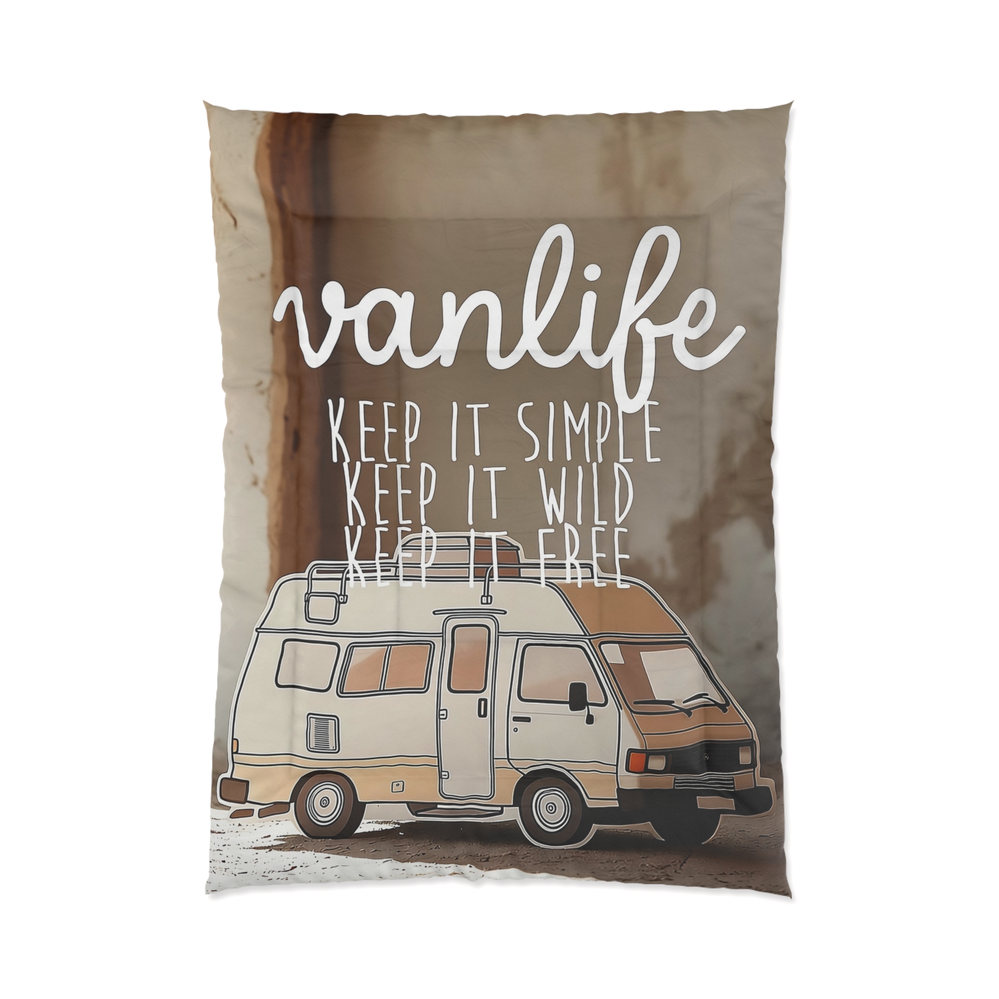 Comforter - "Vanlife: Keep It Simple, Keep It Wild, Keep It Free" Camper Bedding
