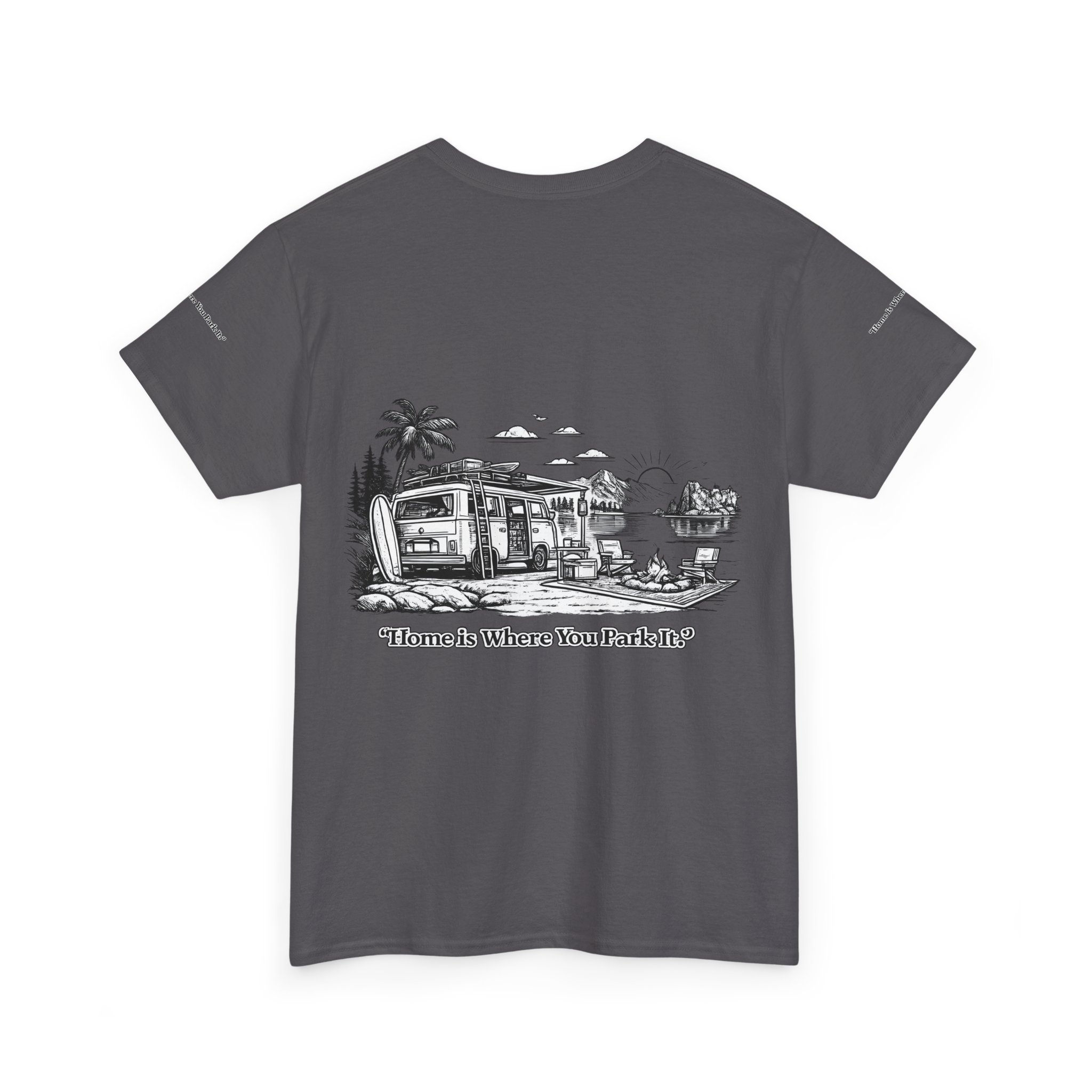 8046562441469540308_2048.jpeg Unisex Heavy Cotton Tee — "Home Is Where You Park It" Design Minimal-Line
