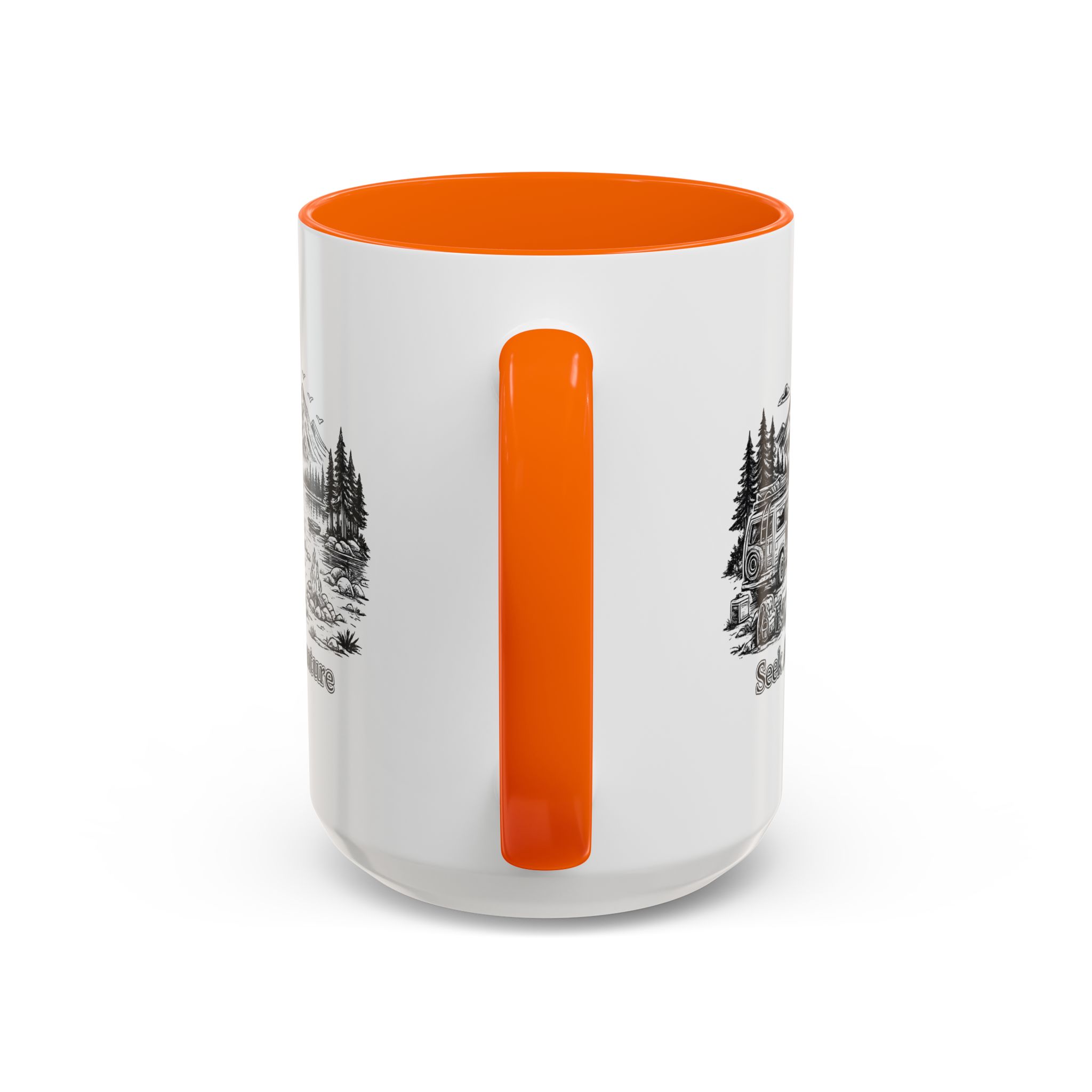 Accent Coffee Mug (11, 15oz) — "Seek Adventure" Design Minimal-Line