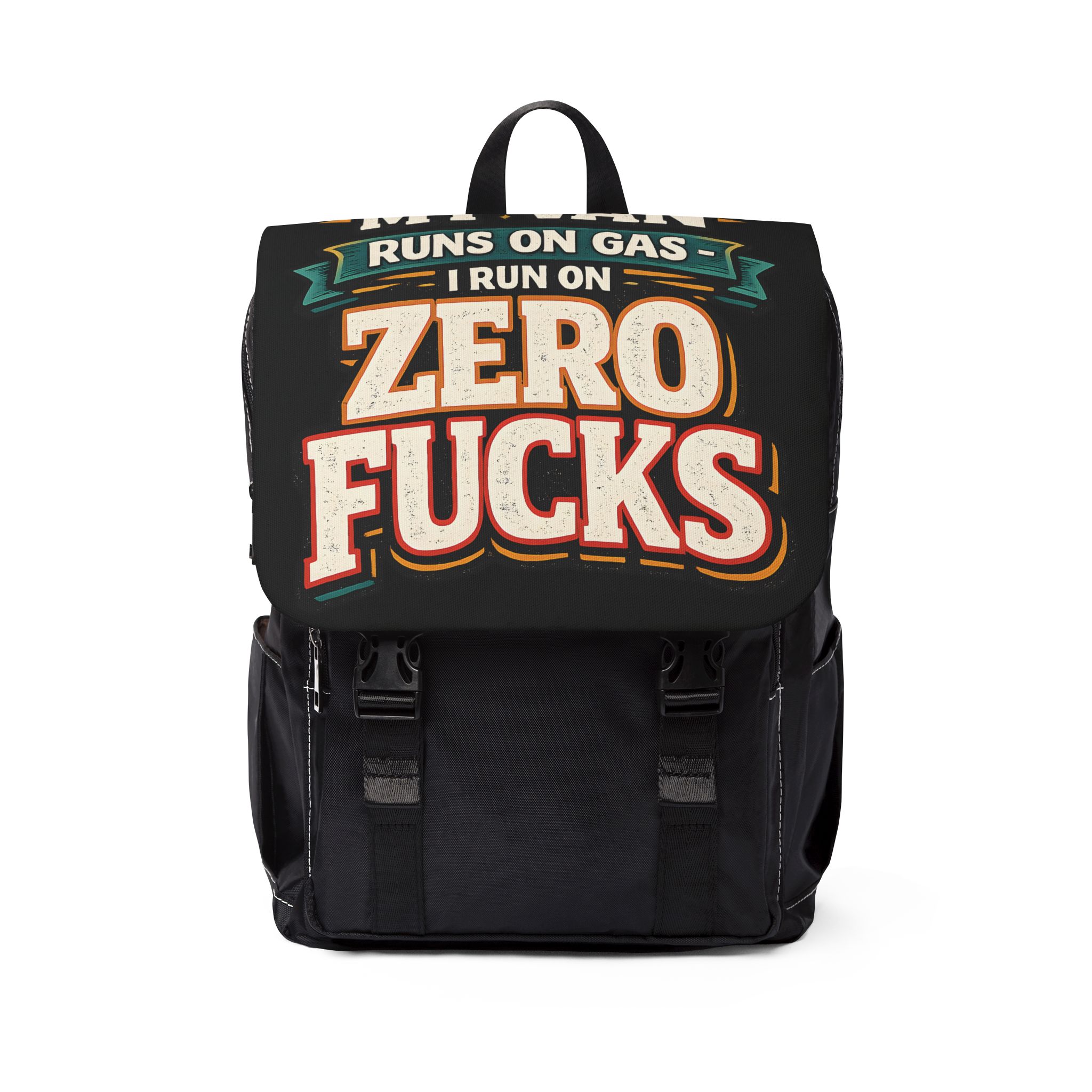8054103534306527354_2048.jpeg Unisex Casual Shoulder Backpack — "My Van Runs On Gas" Design F**K-Line
