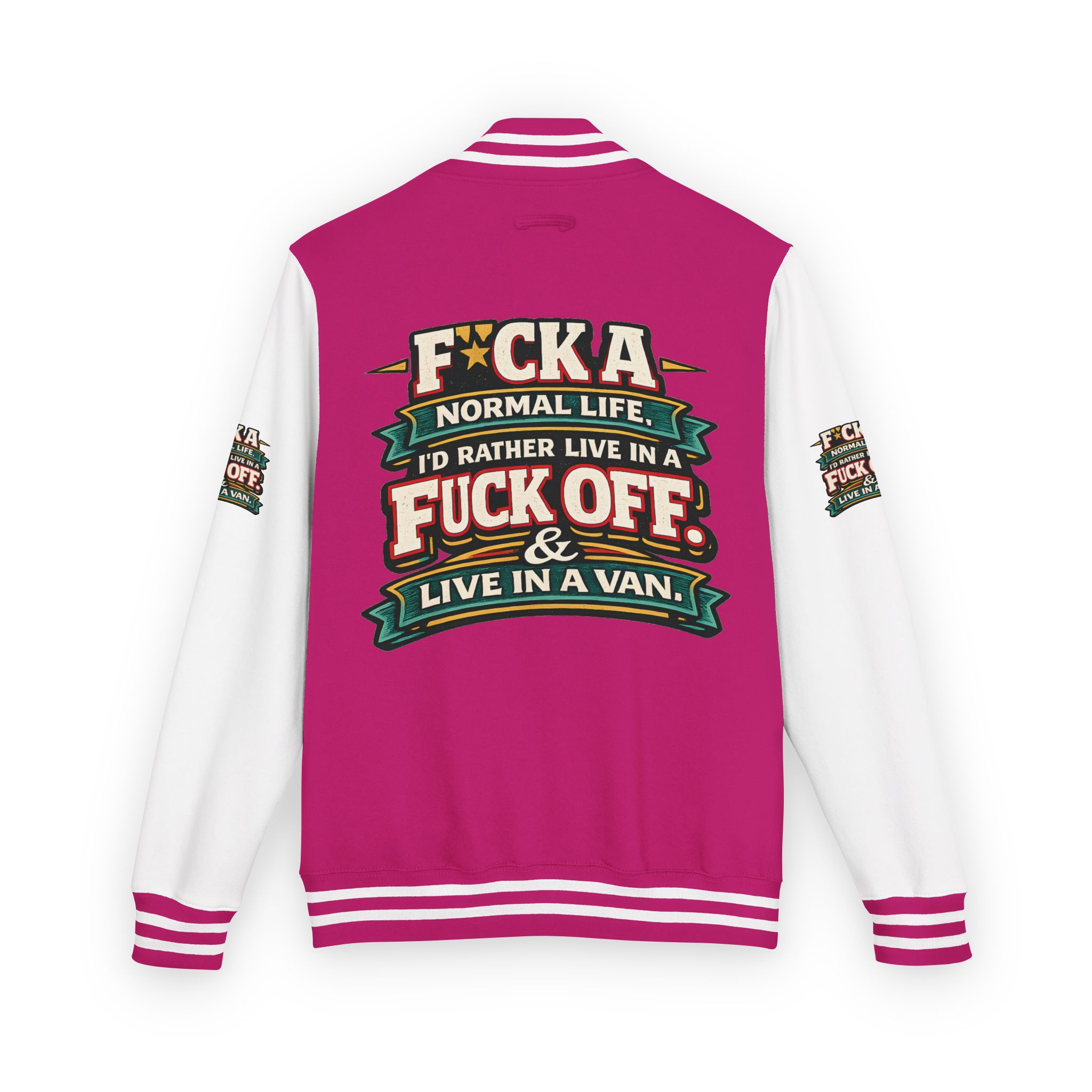 Unisex Heavyweight Letterman Jacket — "Fuck A Normal Life" Design F**K-Line