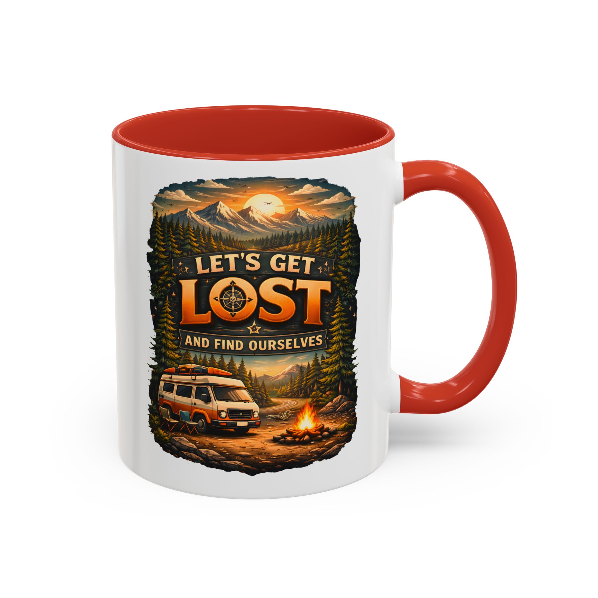 Accent Coffee Mug (11, 15oz) — "Let´s Get Lost And Find Ourselfs" Design Scenic-Line