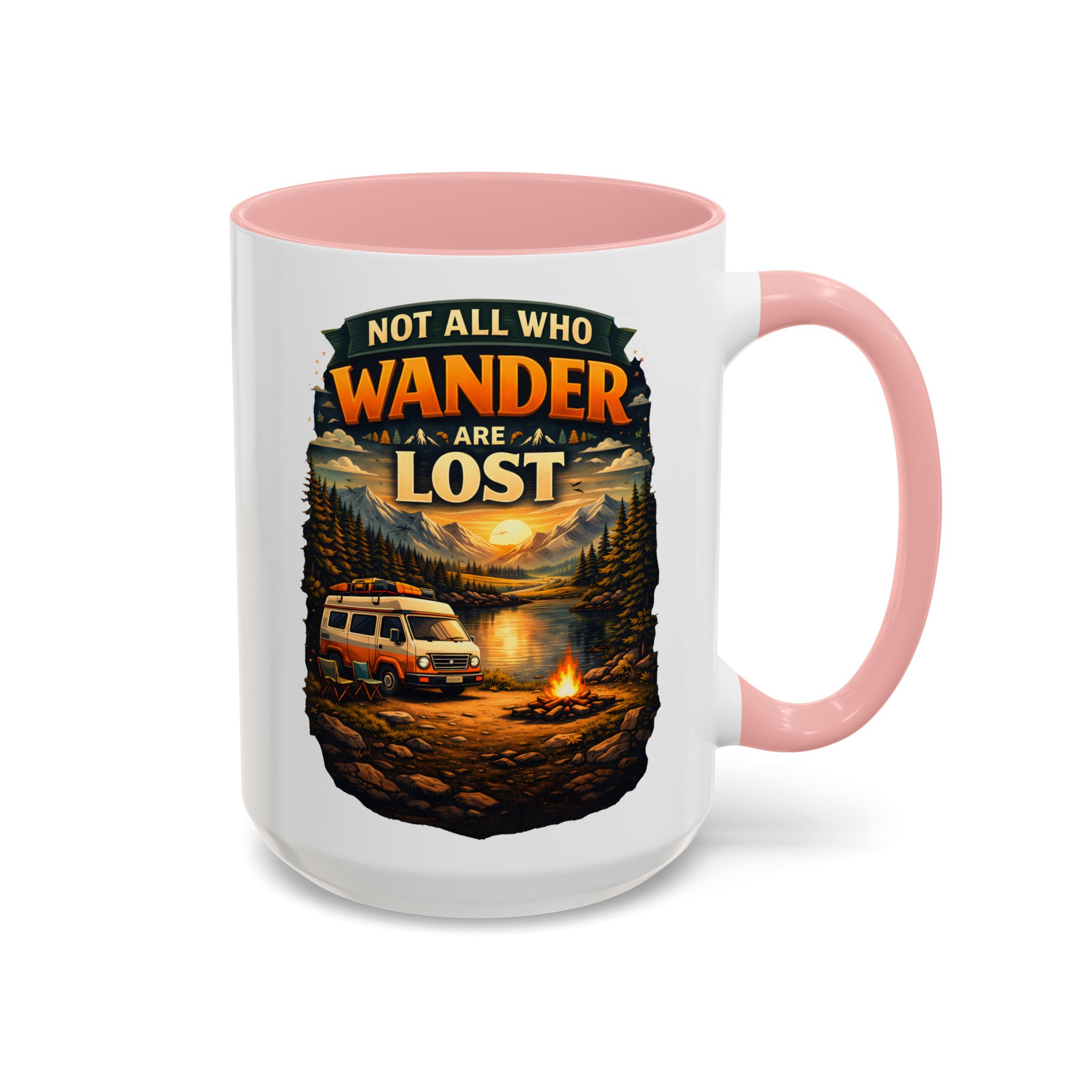 Accent Coffee Mug (11, 15oz) — "Not All Who Wander Are Lost" Design Scenic-Line