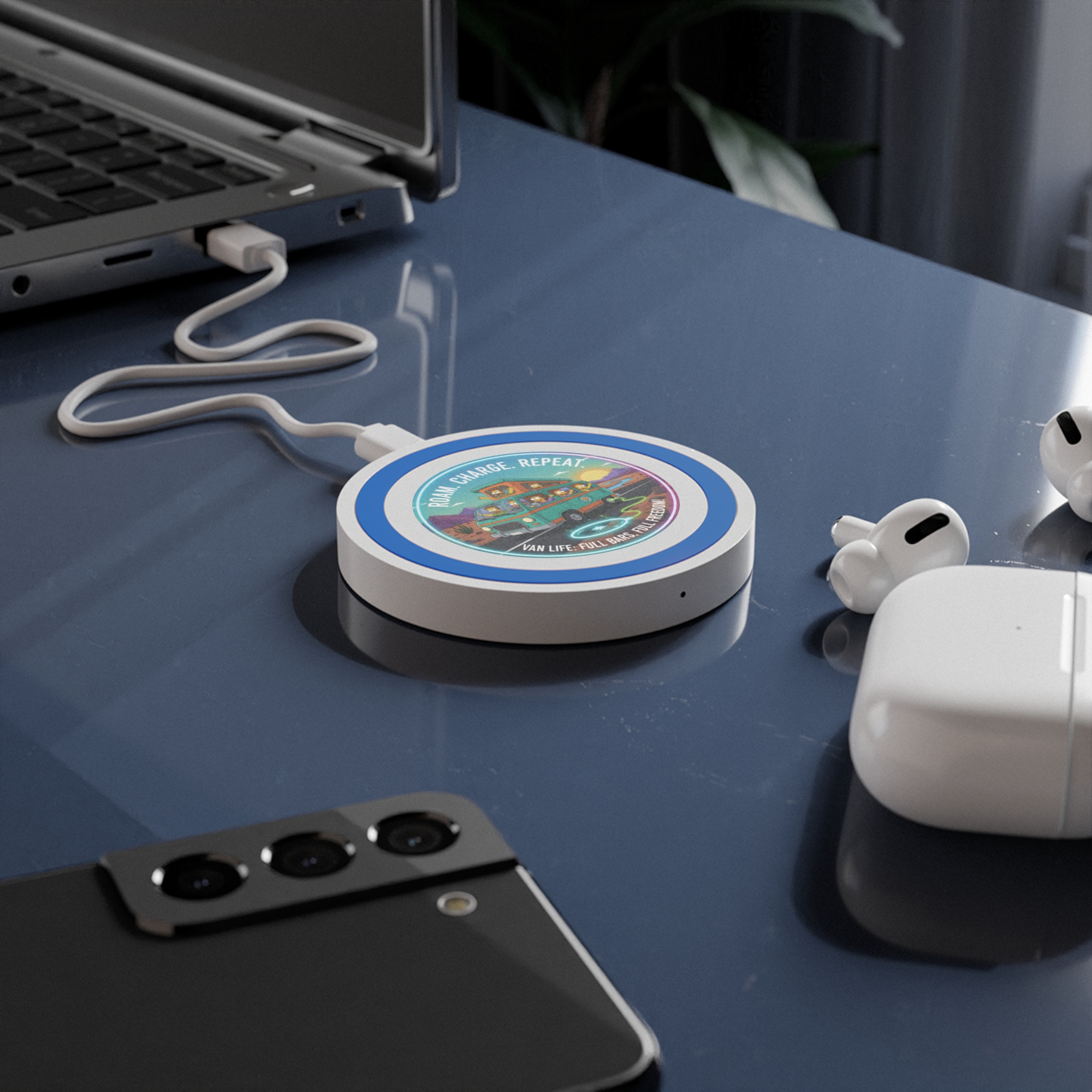 Wireless Charging Pad — "Roam, Charge, Repeat" Simpsons Style Van Life Design