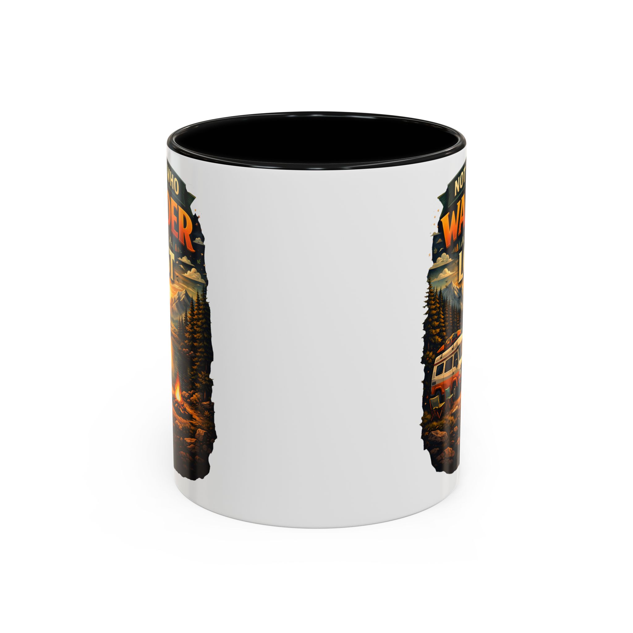 Accent Coffee Mug (11, 15oz) — "Not All Who Wander Are Lost" Design Scenic-Line