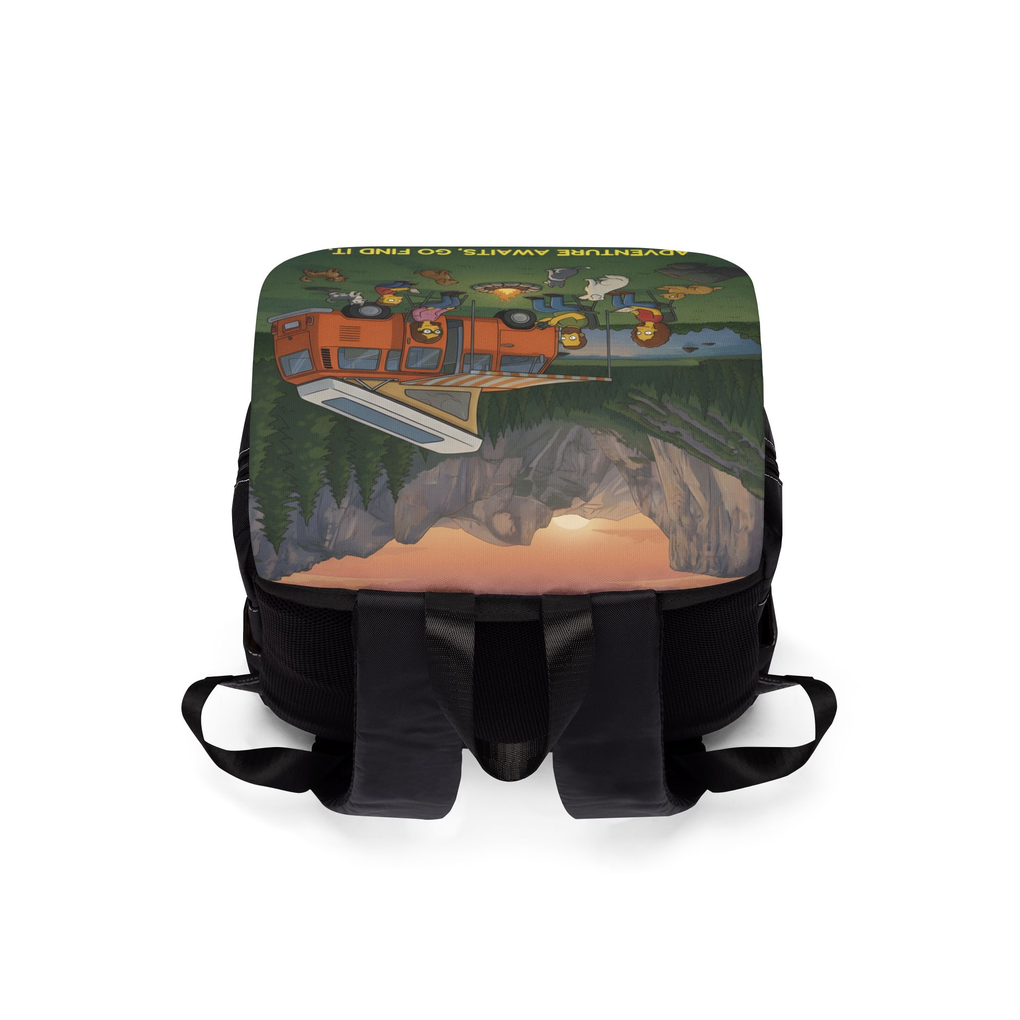 Unisex Casual Shoulder Backpack — "Adventure Awaits-Go Find It"" Design Sitcom-Line