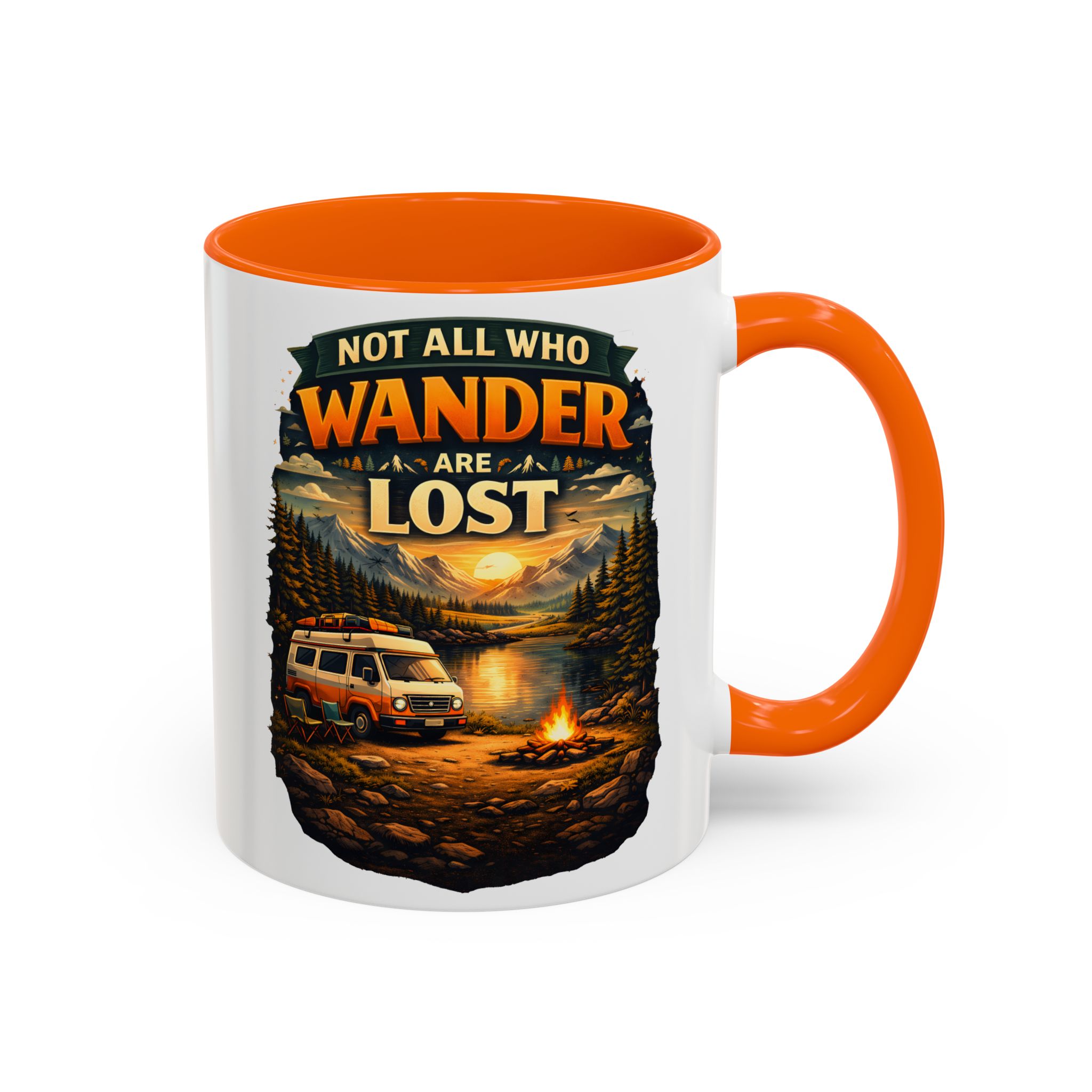 Accent Coffee Mug (11, 15oz) — "Not All Who Wander Are Lost" Design Scenic-Line