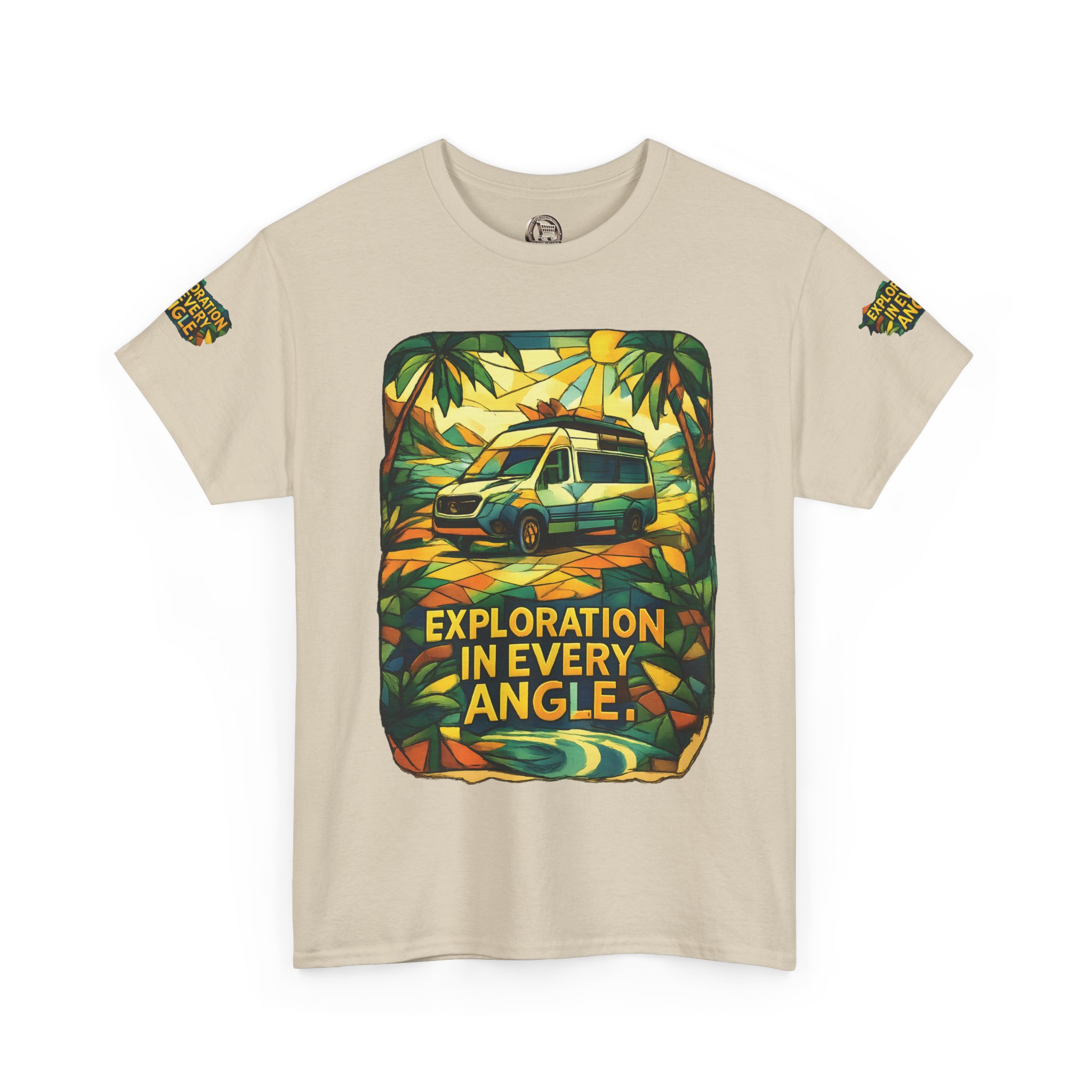 Unisex Heavy Cotton Tee — "Exploration In Every Angle" Design Cubic-Line