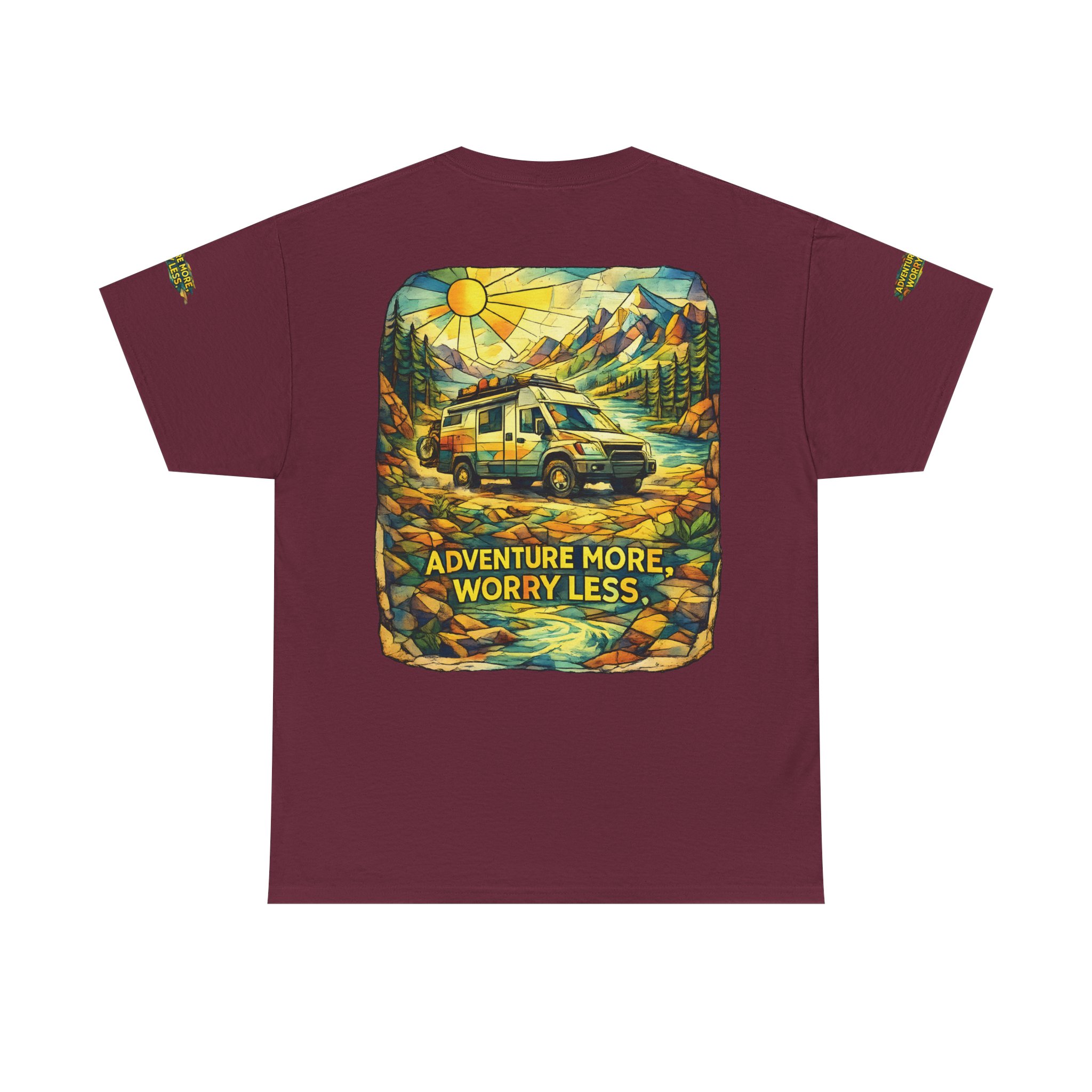 8090673158306058792_2048.jpeg Unisex Heavy Cotton Tee — "Adventure More Worry Less" Design Cubic-Line
