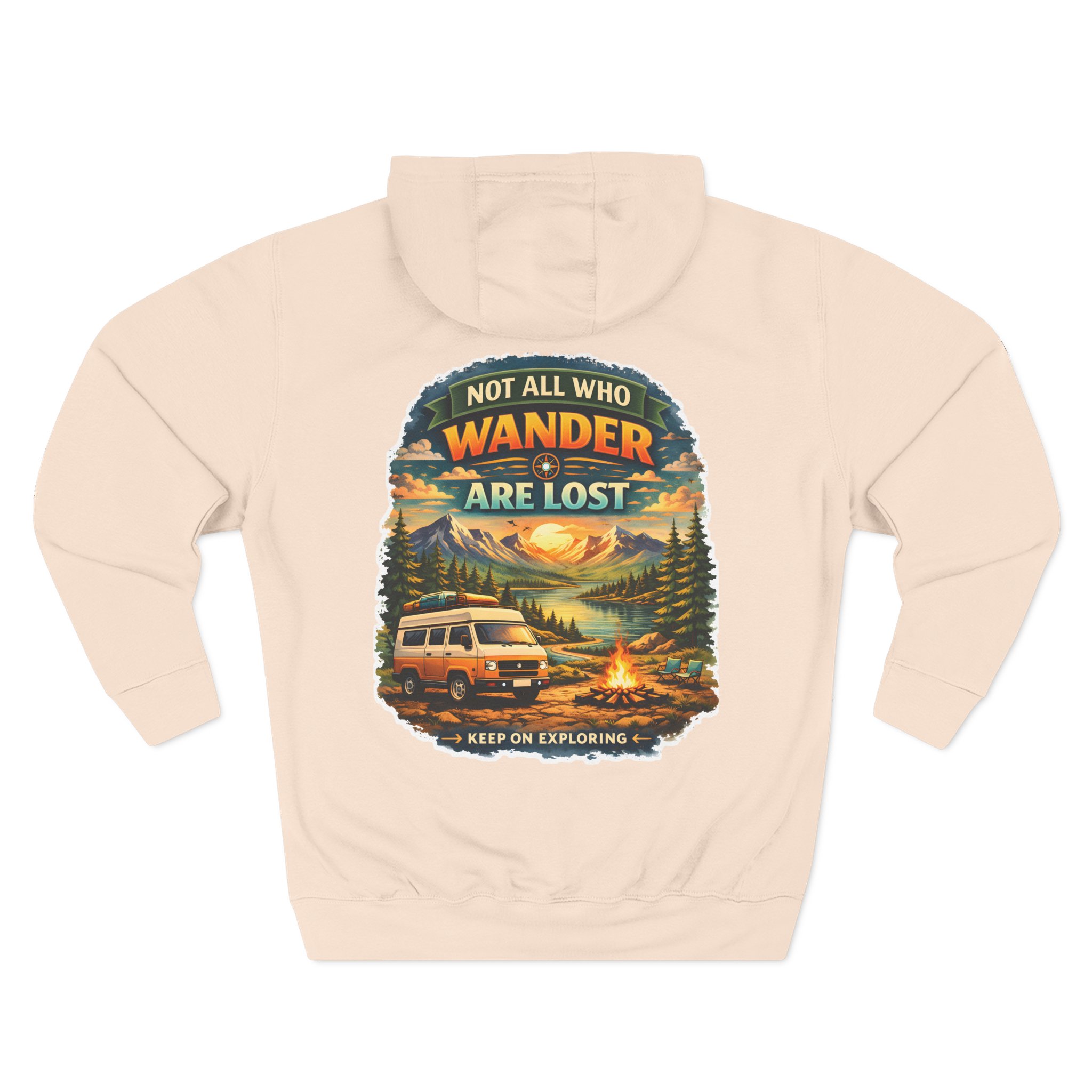 Three-Panel Fleece Hoodie - "Not All Who Wander Are Lost" Design Scenic-Line