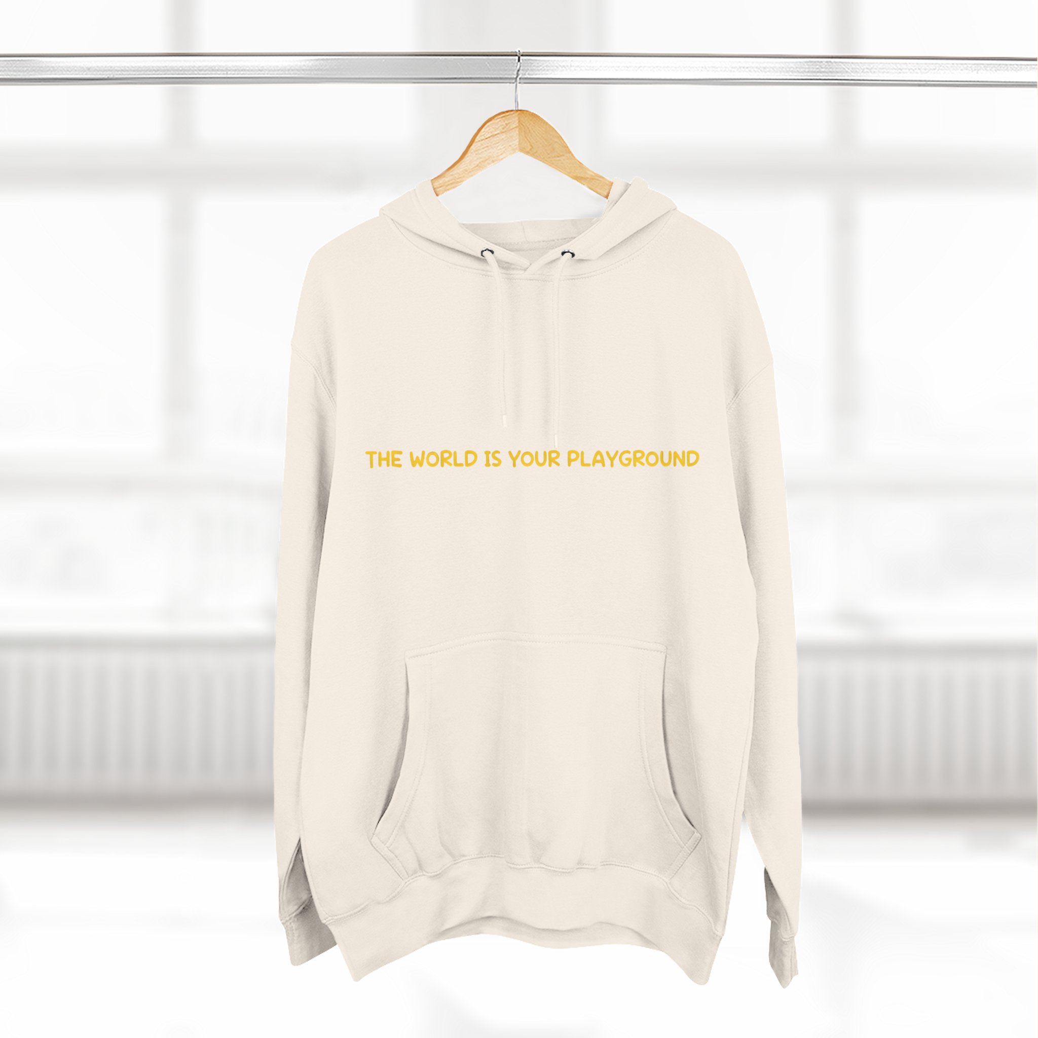 Three-Panel Fleece Hoodie - "The World Is Your playground" Design Sitcom-Line