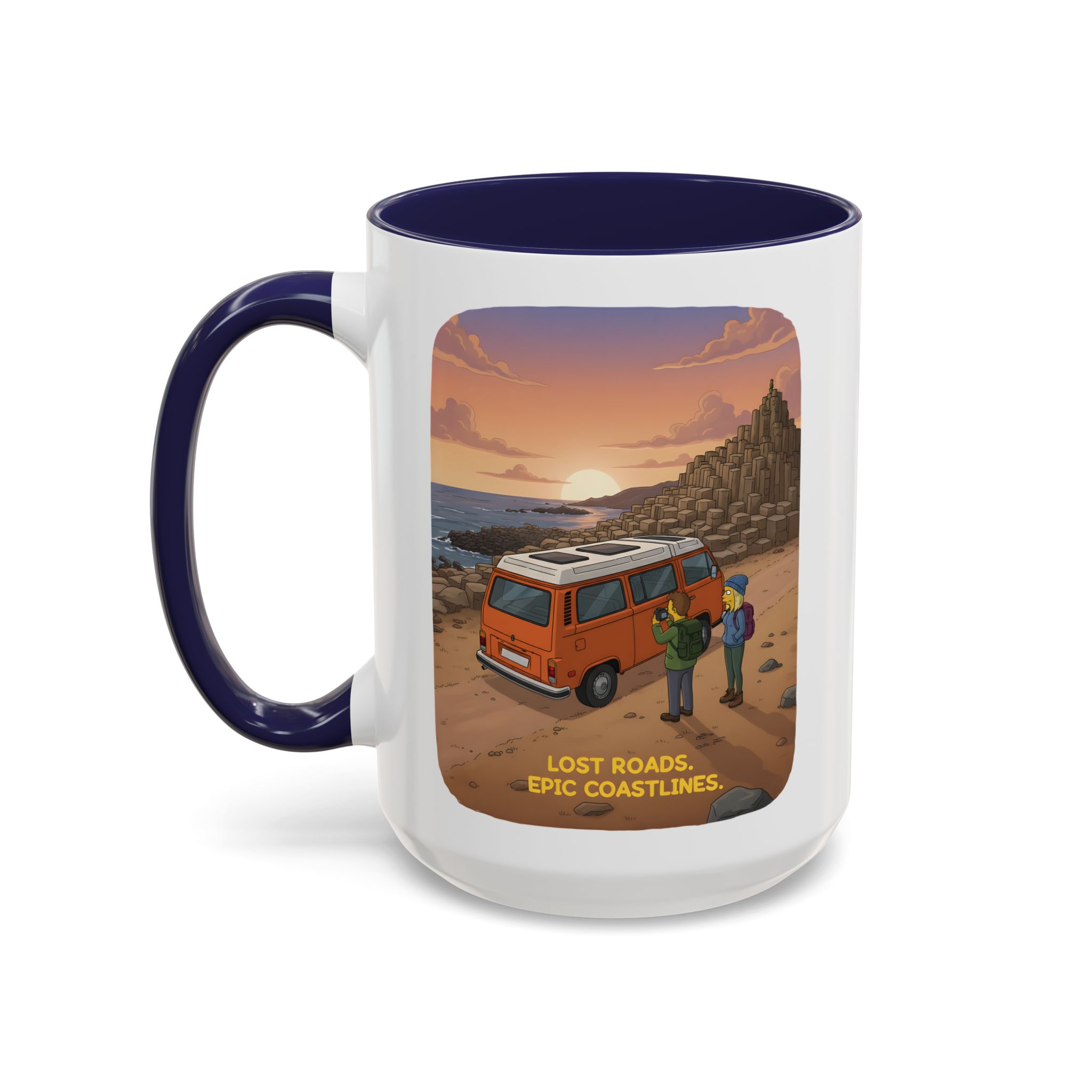 Accent Coffee Mug (11, 15oz) — "Lost Roads Epic Coastlines" Design Sitcom-Line