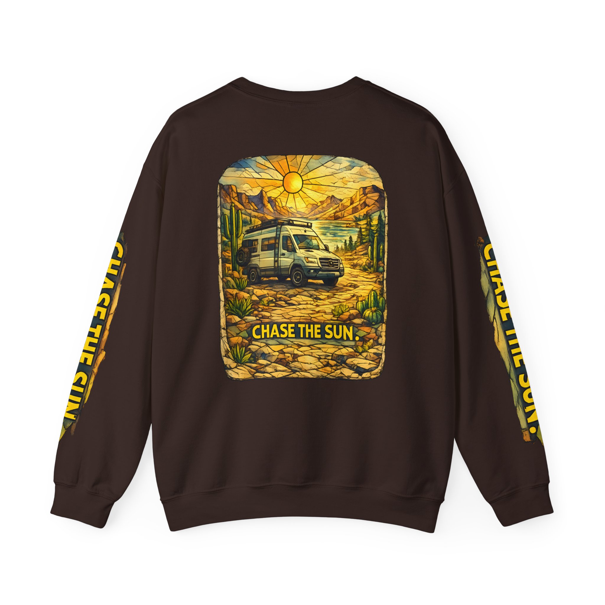Unisex Heavy Blend™ Crewneck Sweatshirt — "Chase The Sun" Design Cubic-Line