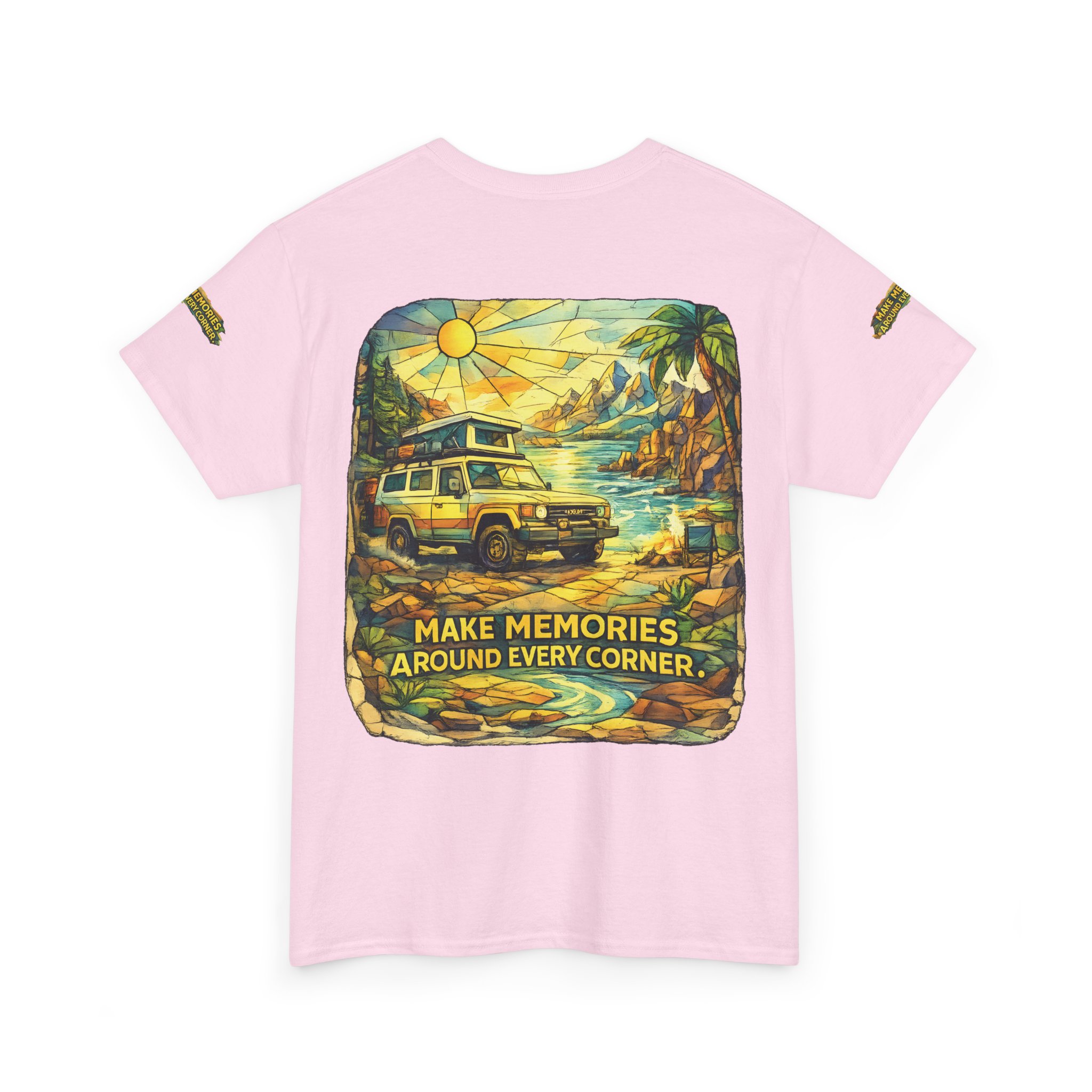 8109839959013325419_2048.jpeg Unisex Heavy Cotton Tee — "Make Memories Around Every Corner" Design Cubic-Line