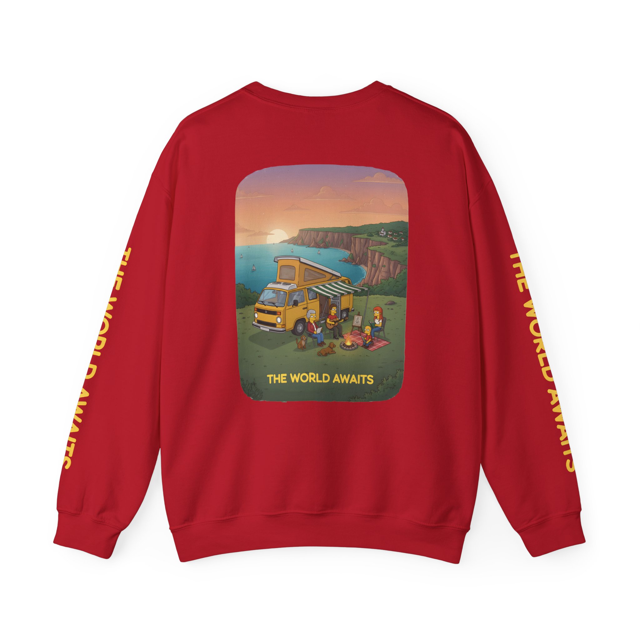 Unisex Heavy Blend™ Crewneck Sweatshirt — "The World Awaits" Design Sitcom-Line